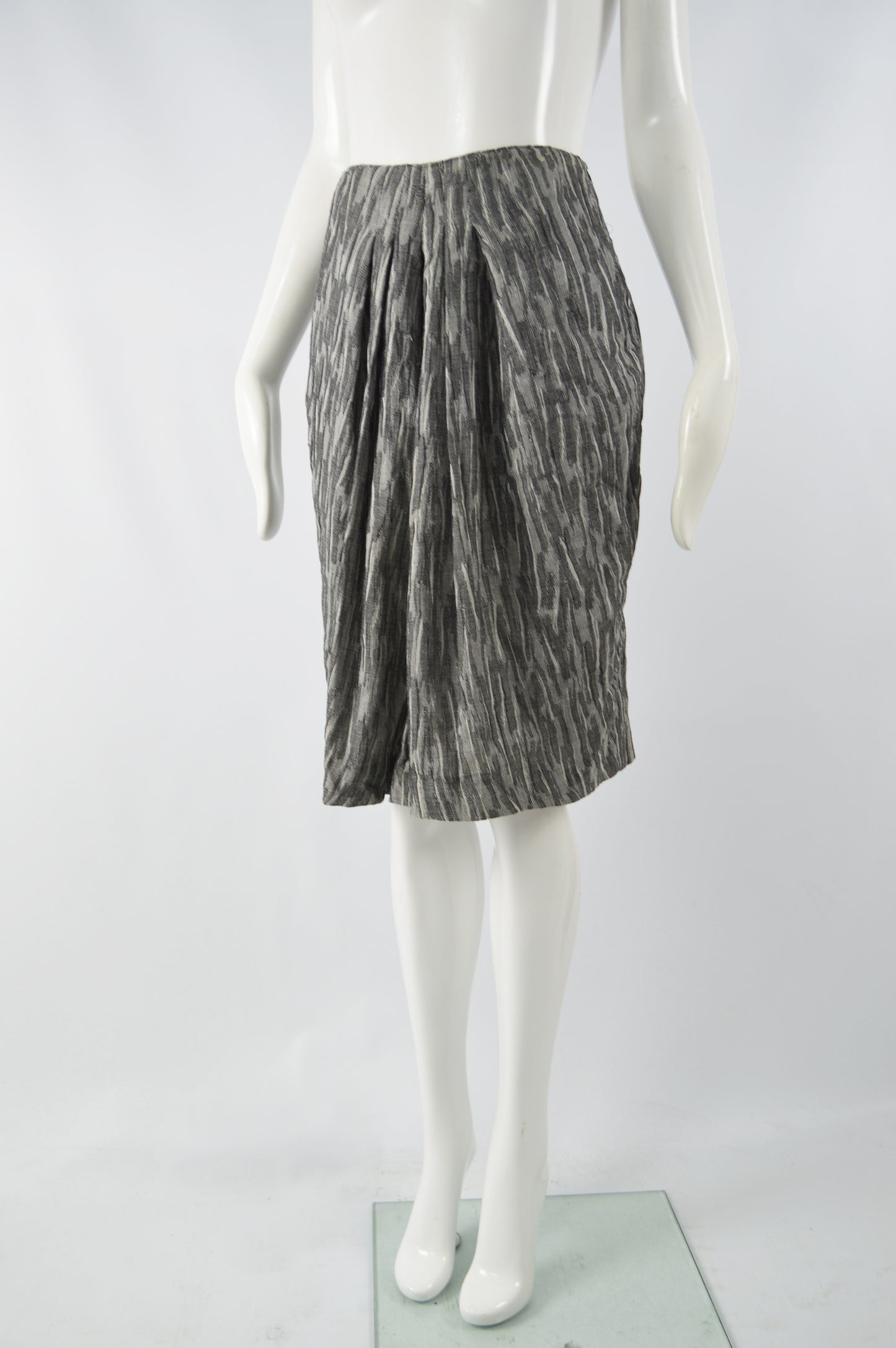 Vintage Textured Pleated Wool Gauze Skirt, 1990s