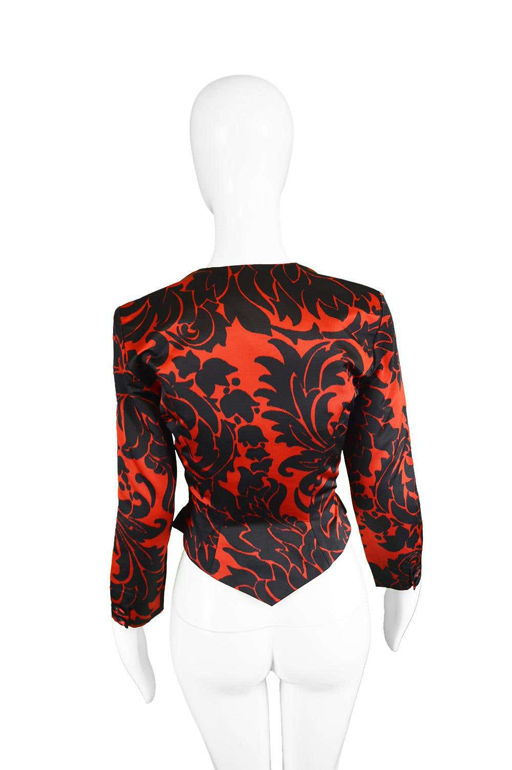 Vicky Tiel Vintage Womens Red & Black Evening Jacket, 1980s