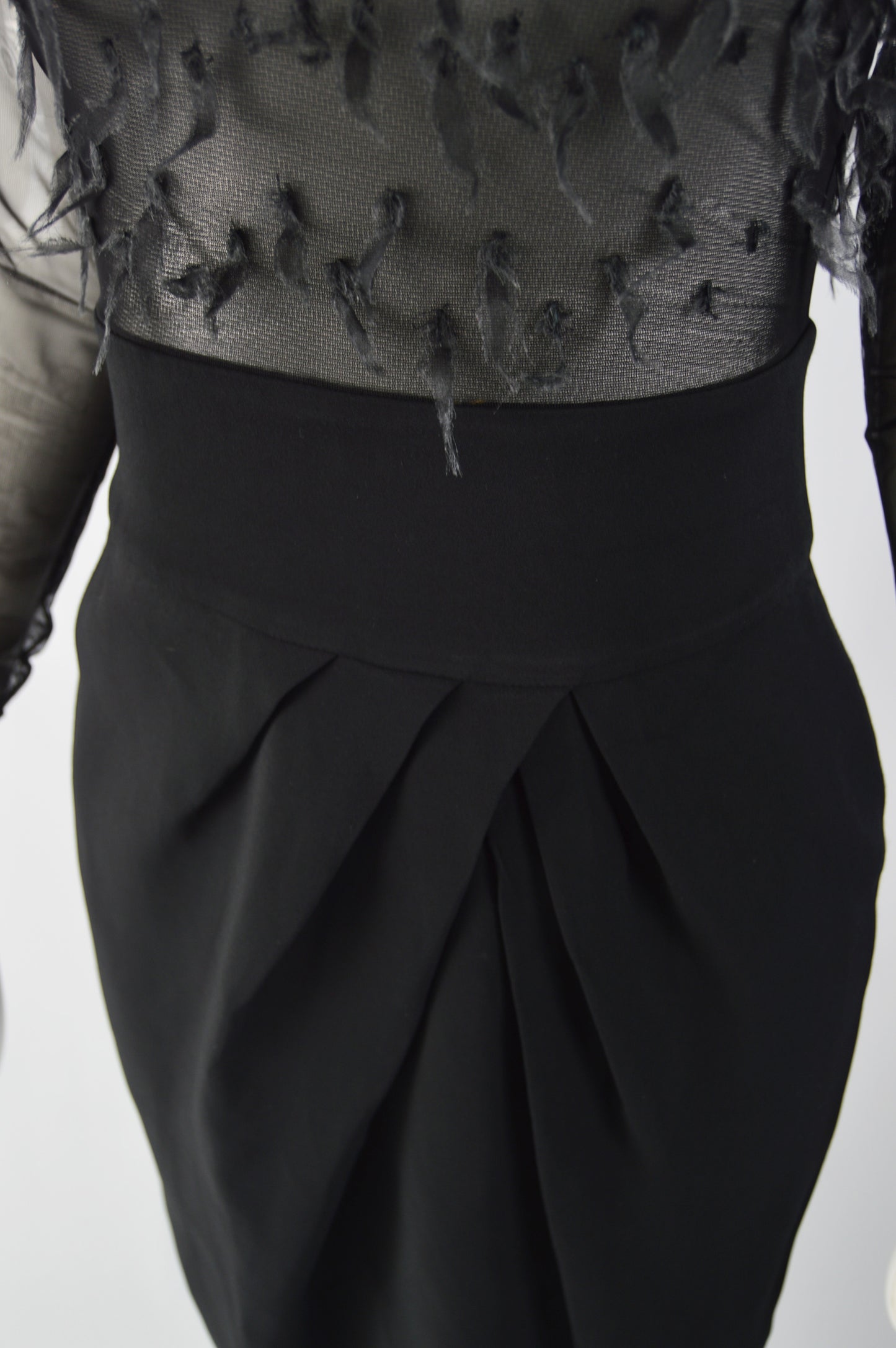 Vintage Womens Sheer Black Organza Dress, 1990s