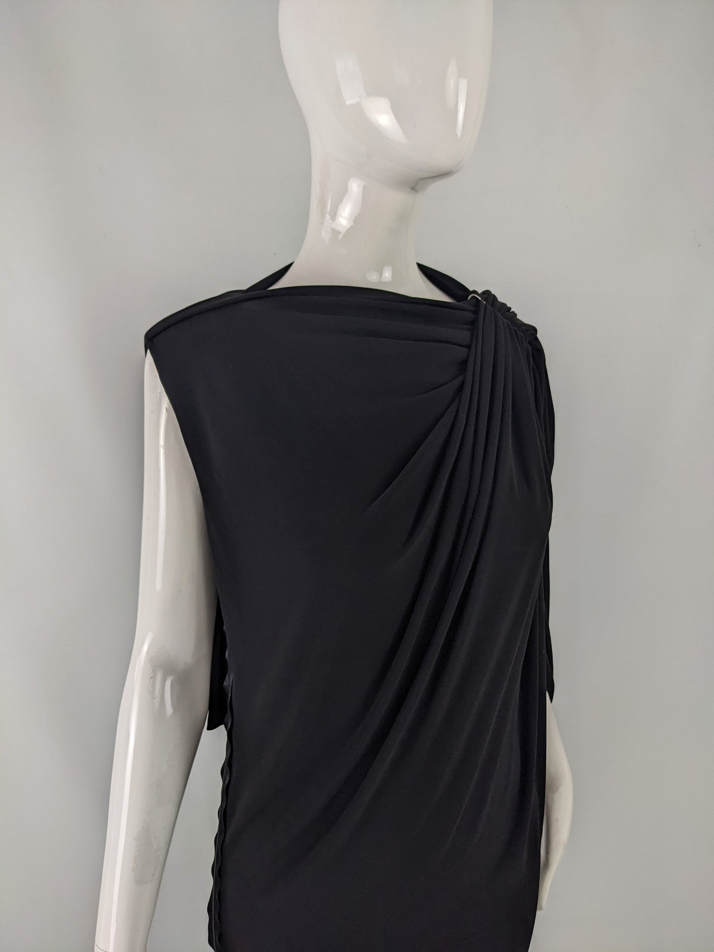 Lanvin Preowned Black Draped One Shoulder Asymmetrical Dress, Spring 2014