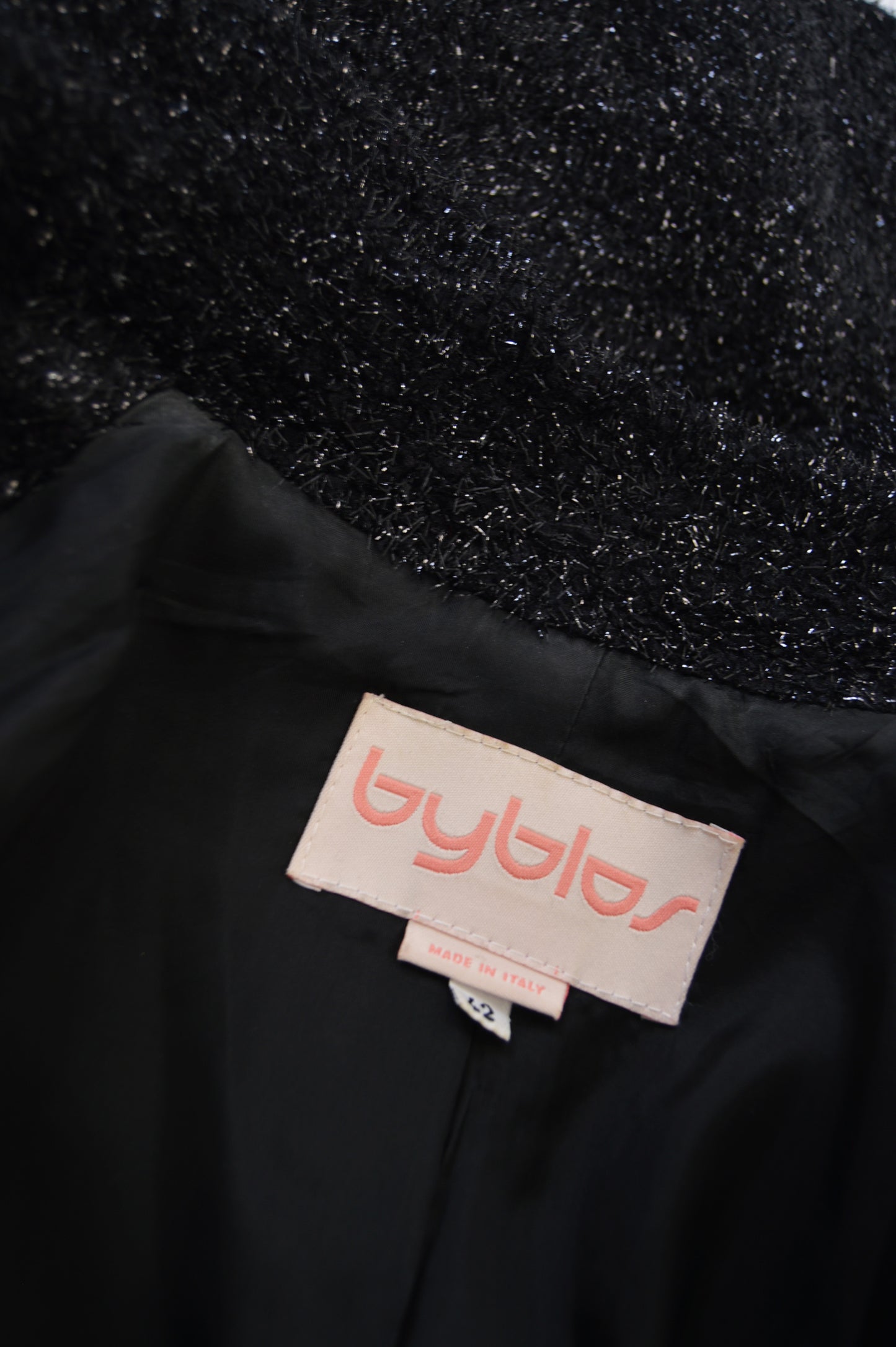 Preowned Black Fuzzy Vintage Lurex & Wool Jacket, 1980s