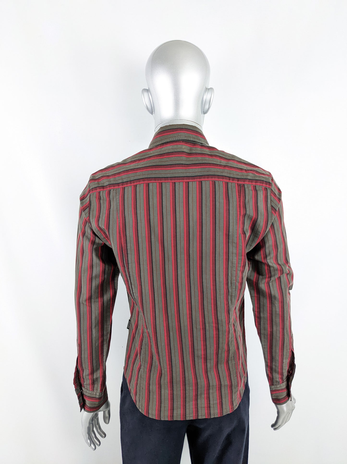 Versace Vintage Mens Red Beaded 'Rebel' Long Sleeve Shirt, 1990s