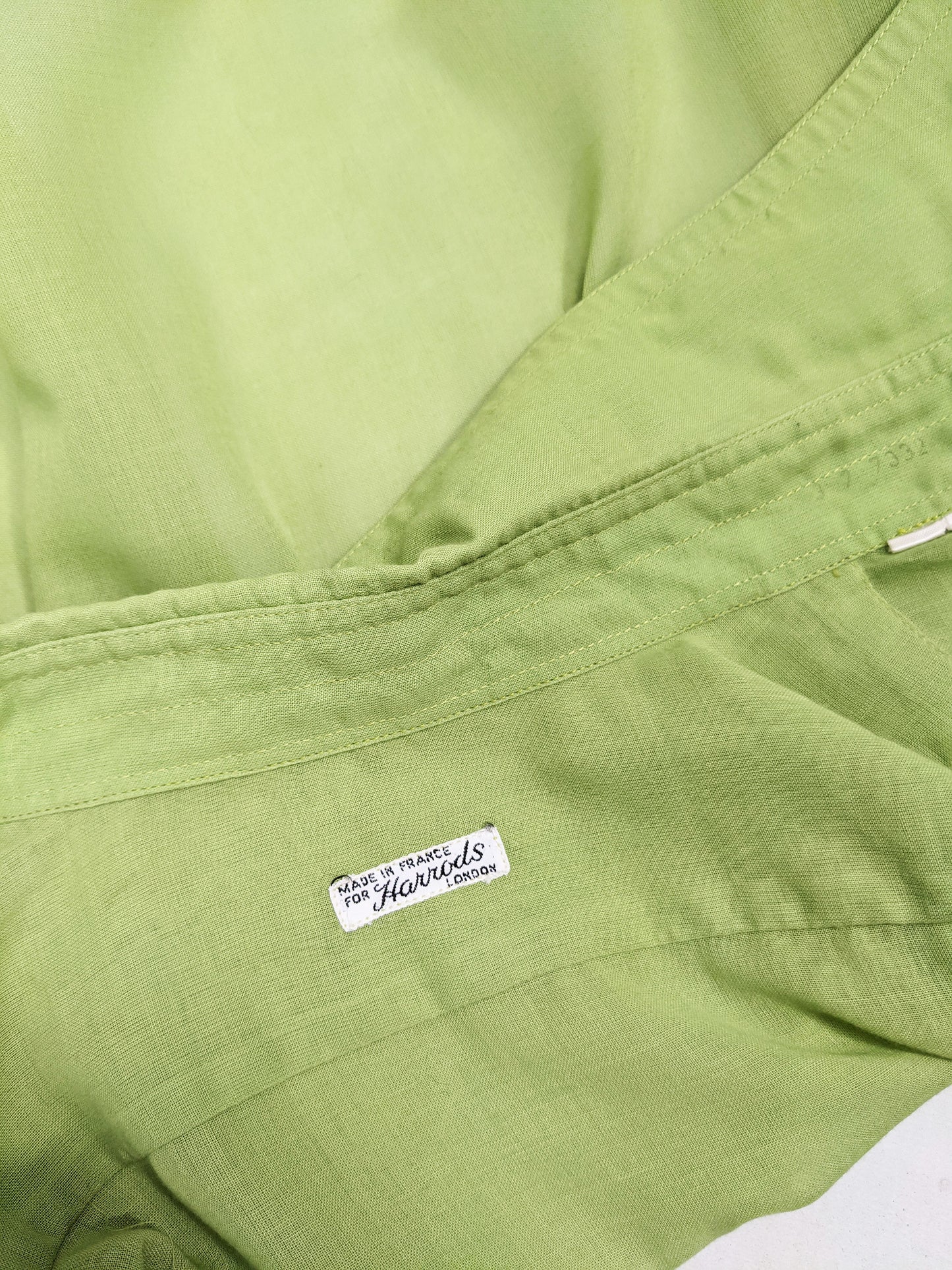 Mens Vintage Green Sheer Pleated Shirt, 1960s