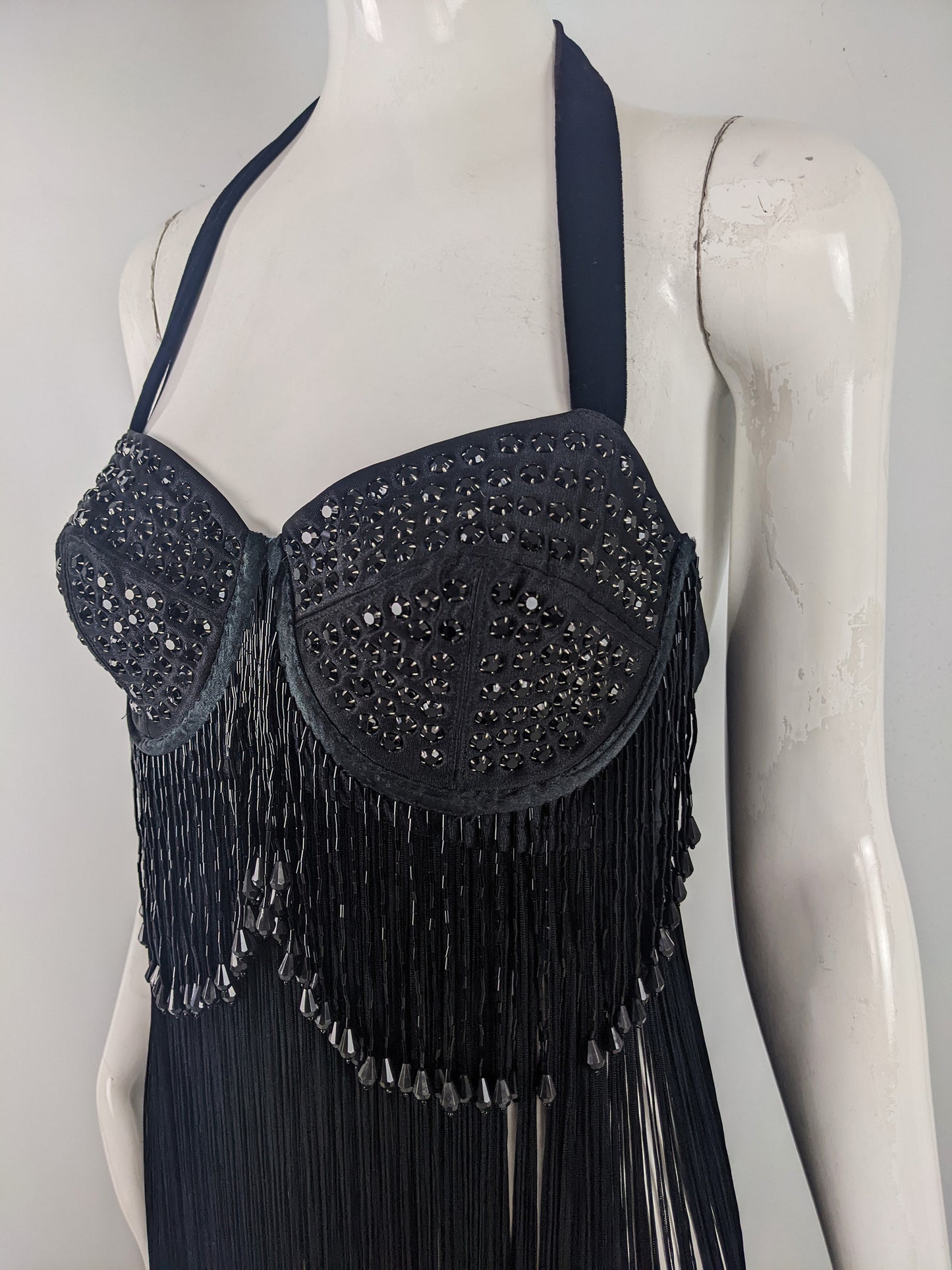 Helen Storey Vintage Fringed Beaded Bustier Top, 1990s