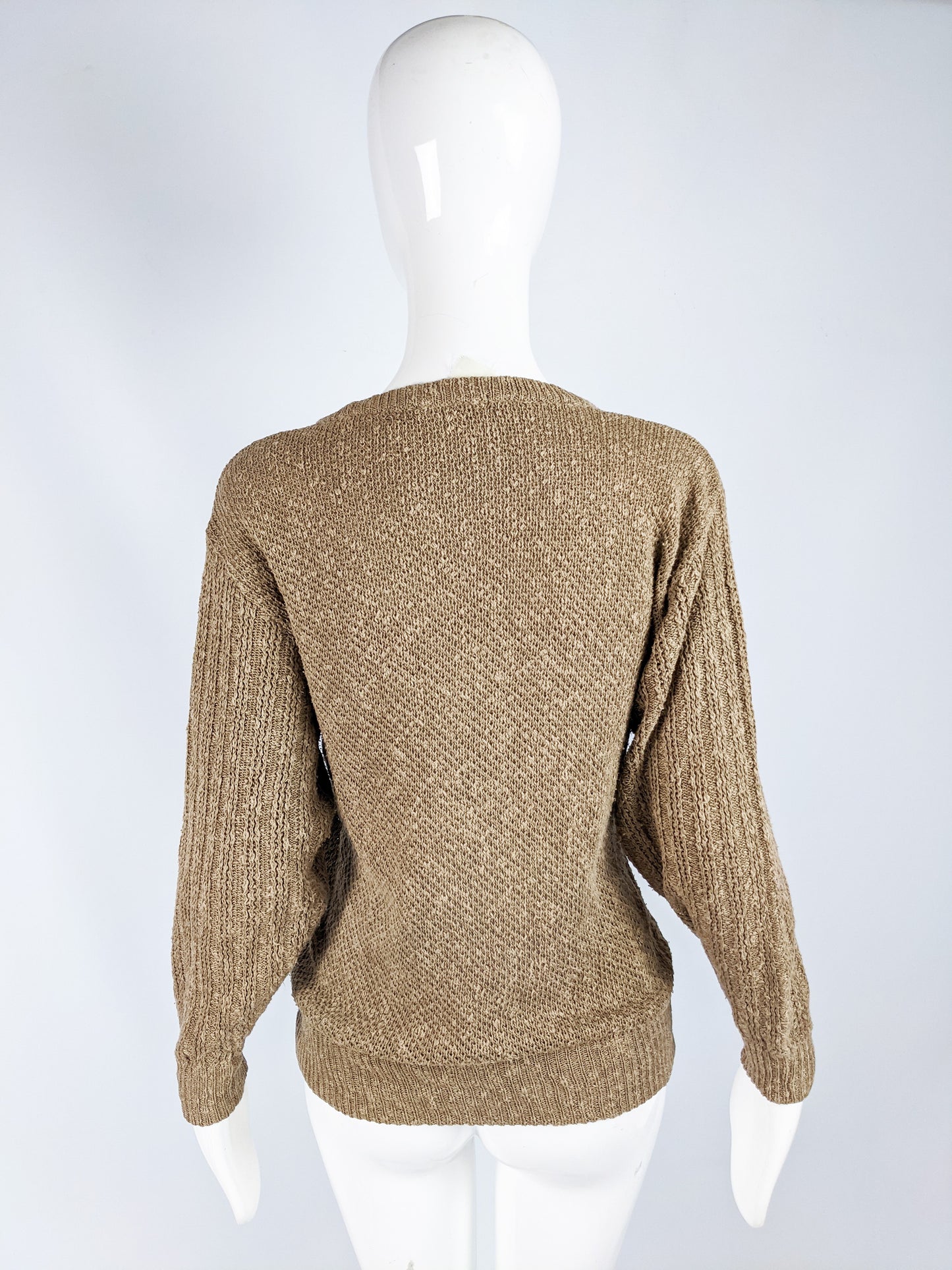 Womens Brown Knit Eagle Embroidered Jumper, 1980s