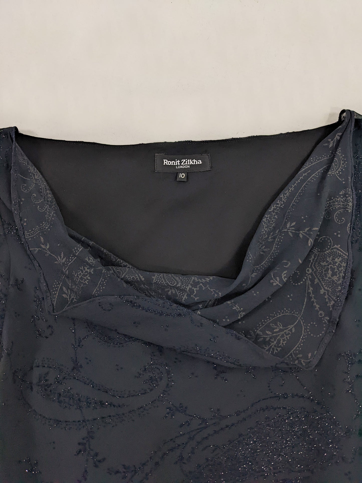 Ronit Zilkha Vintage Midnight Blue Silk Devore Witchy Dress, 2000s