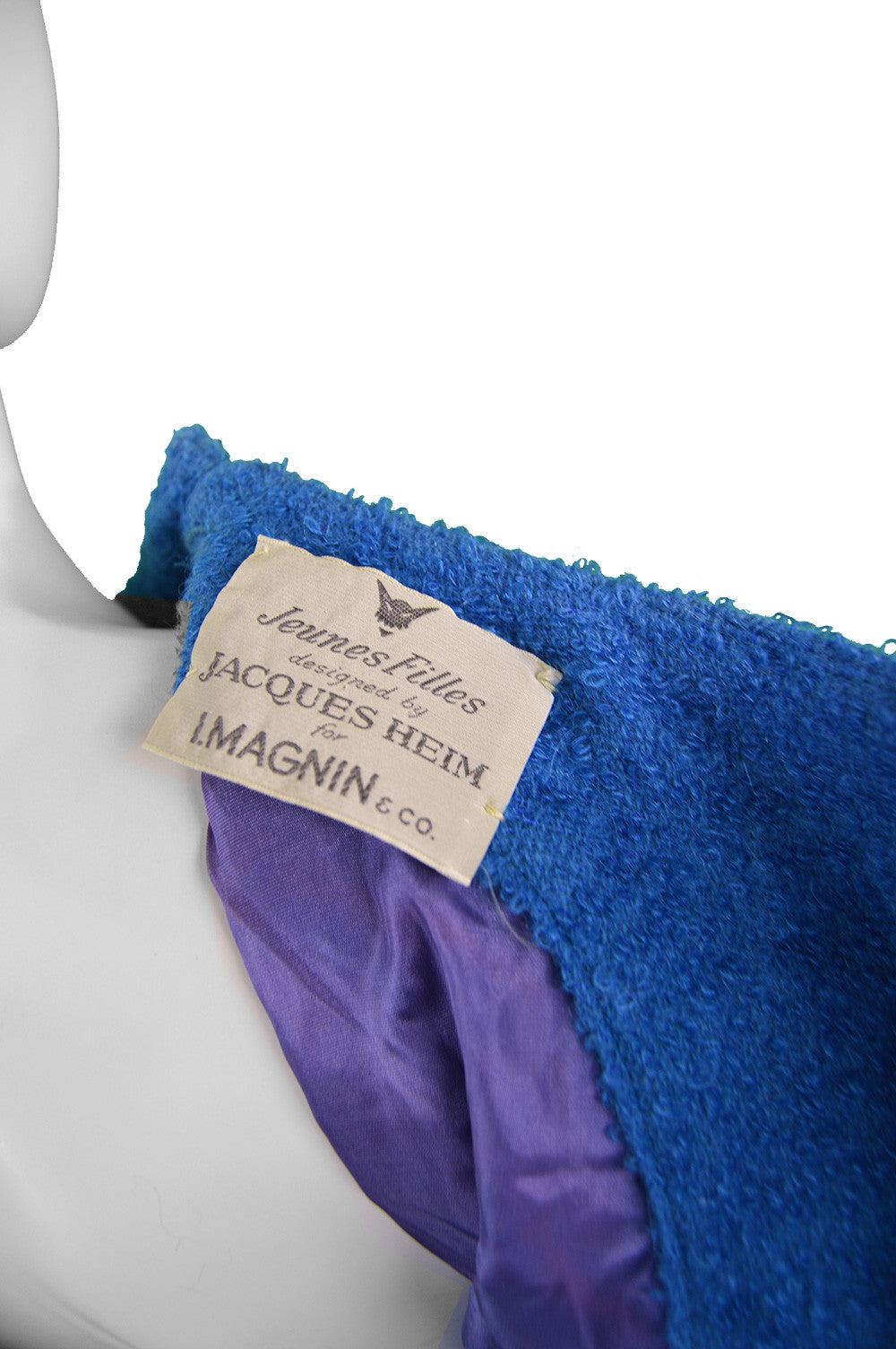 Preowned Blue Bouclé Wool Mini Dress, 1960s