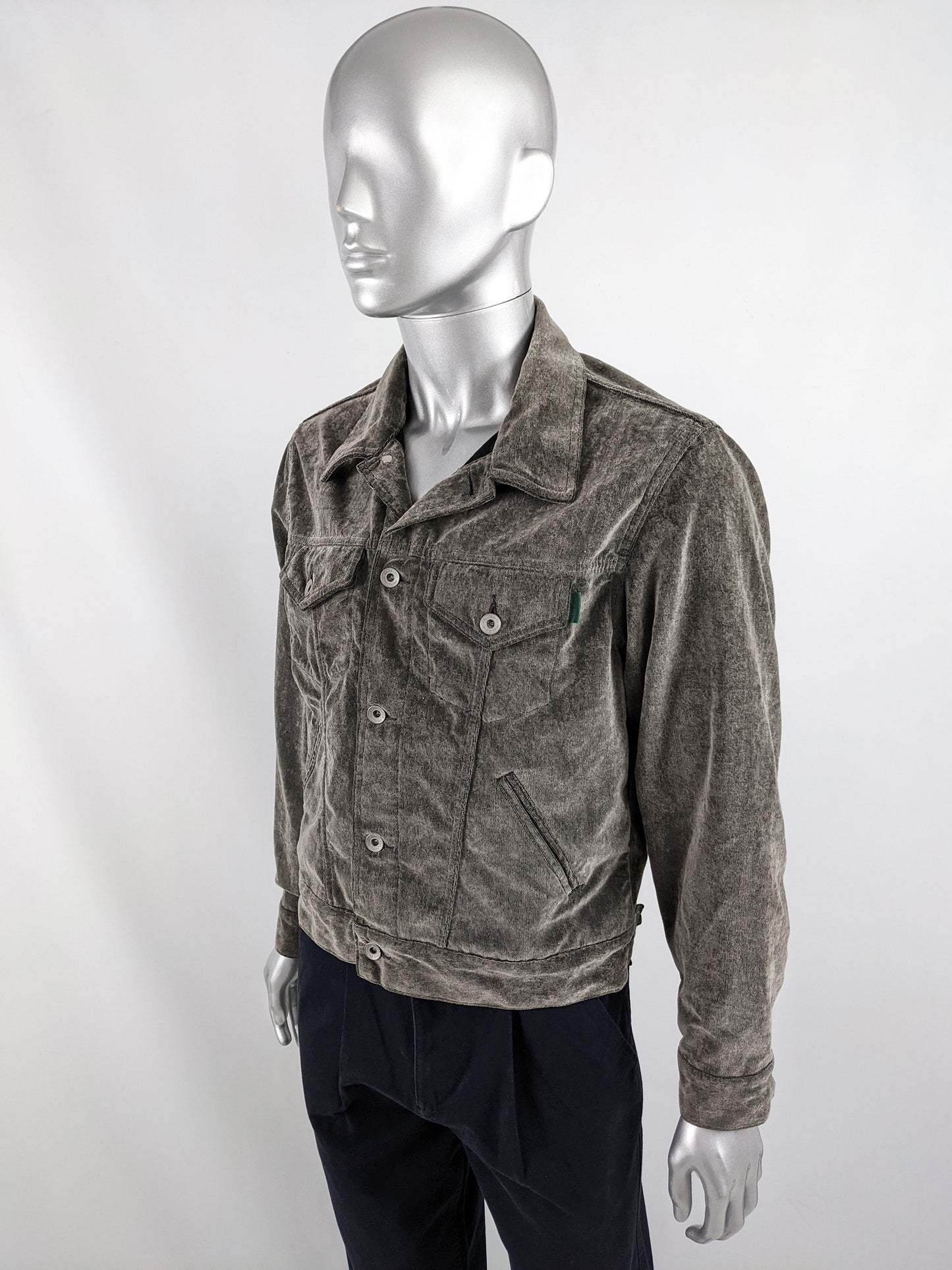 Paul Smith Vintage Mens Grey Velvet Jacket, 1990s