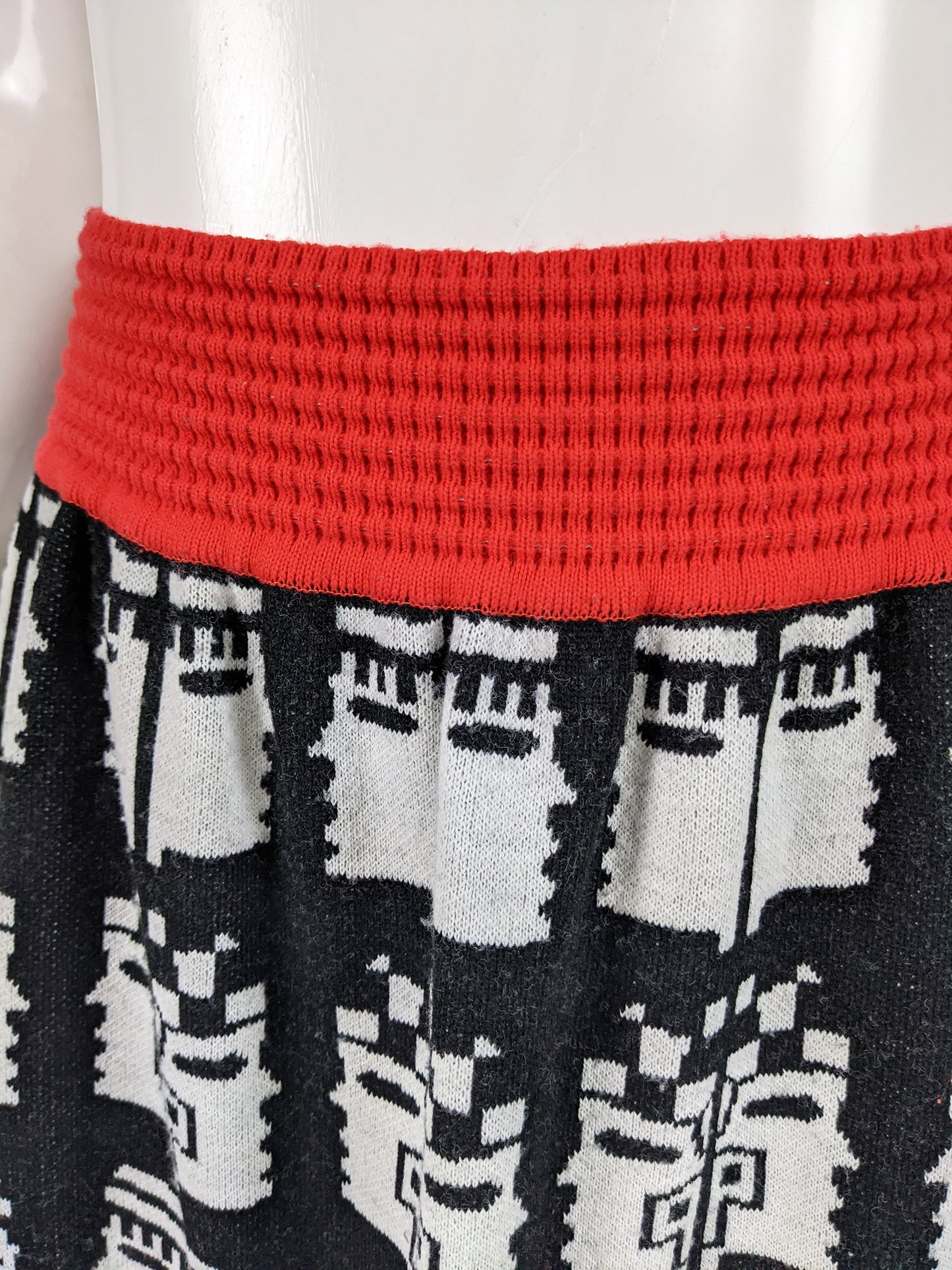 Vintage Aztec Intarsia Knit Maxi Skirt, 1970s