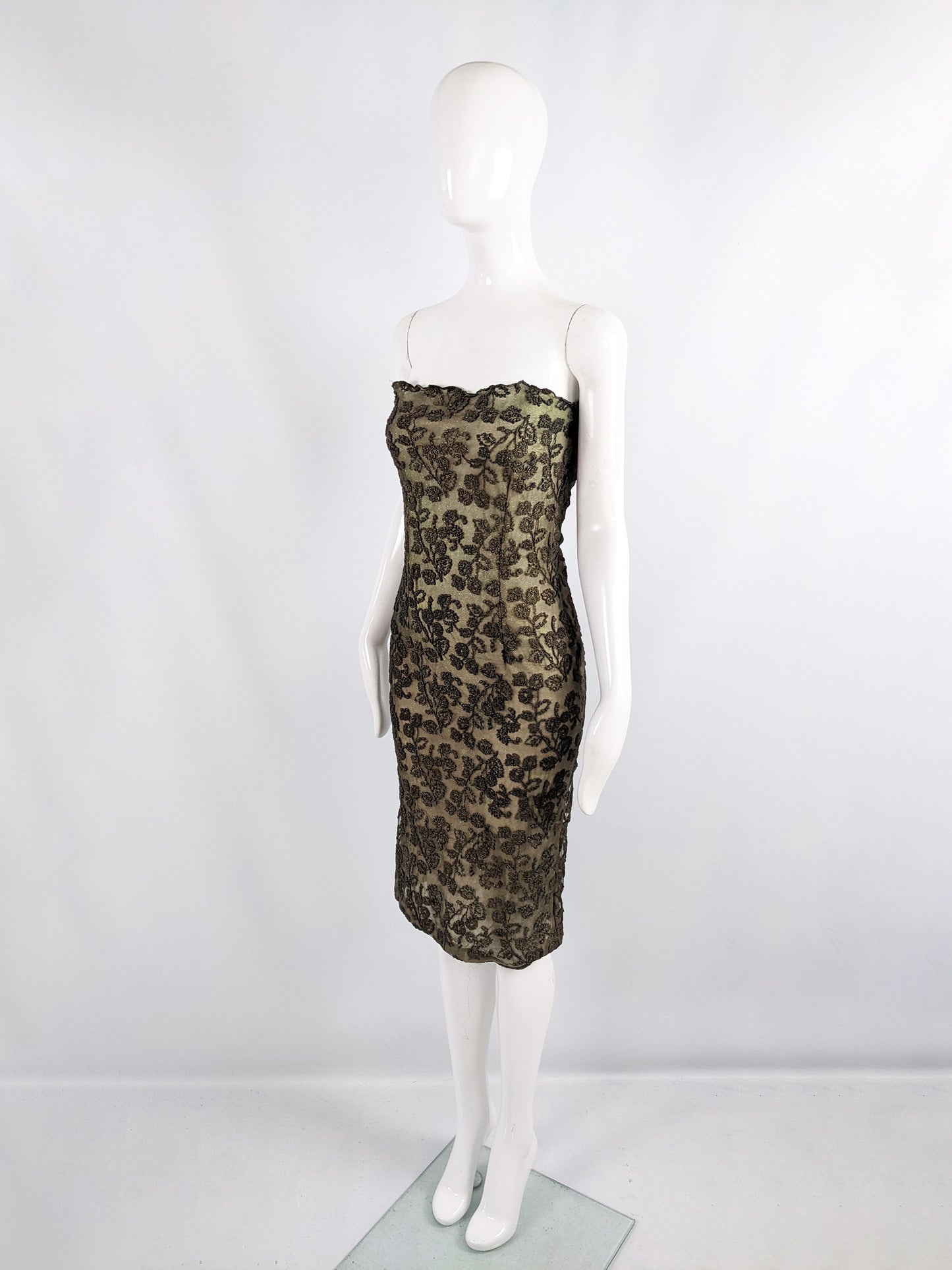 Emanuel Ungaro Vintage Green Mesh Party Dress, 2000s