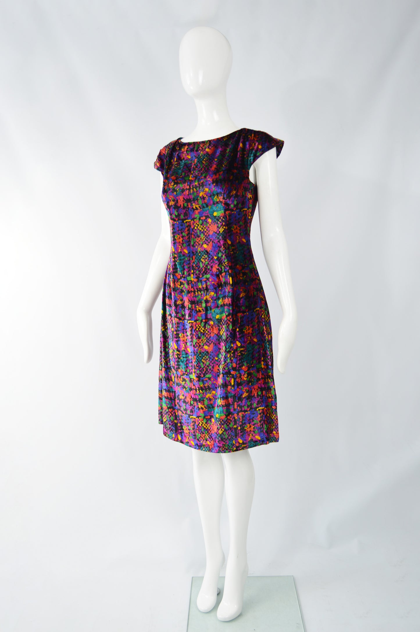Vintage Patterned Velvet Dress, 1990s