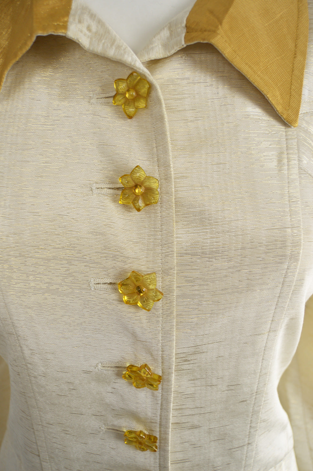 Vintage Cream & Gold Lamé Faille Suit, 1990s