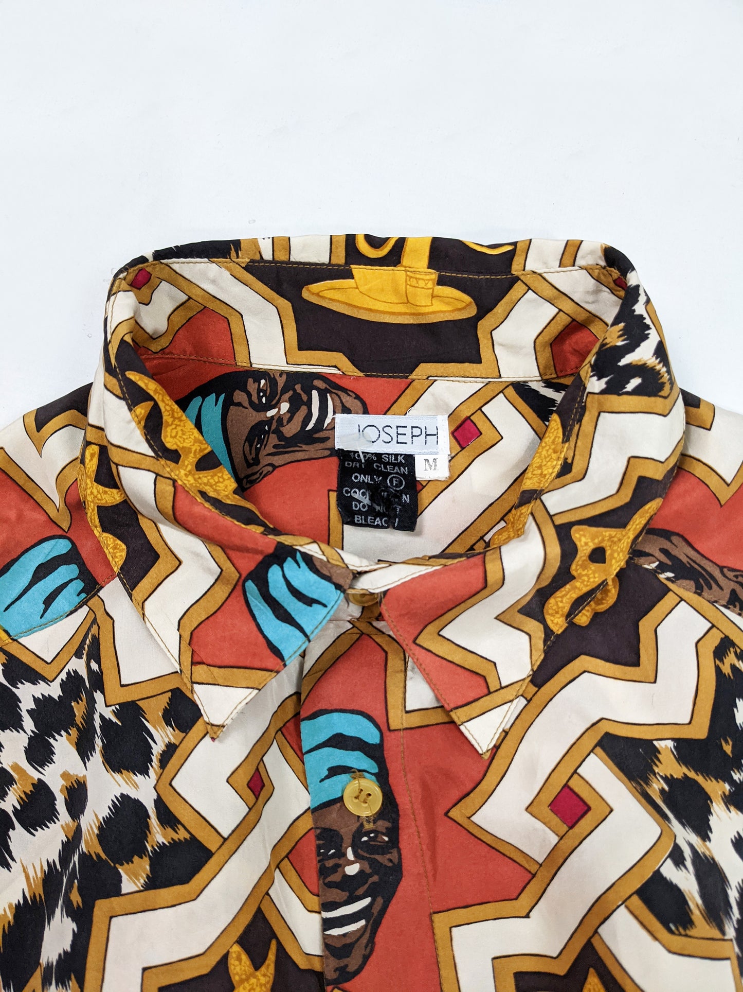 Mens Vintage Pure Silk Moorish Print Shirt, 1980s