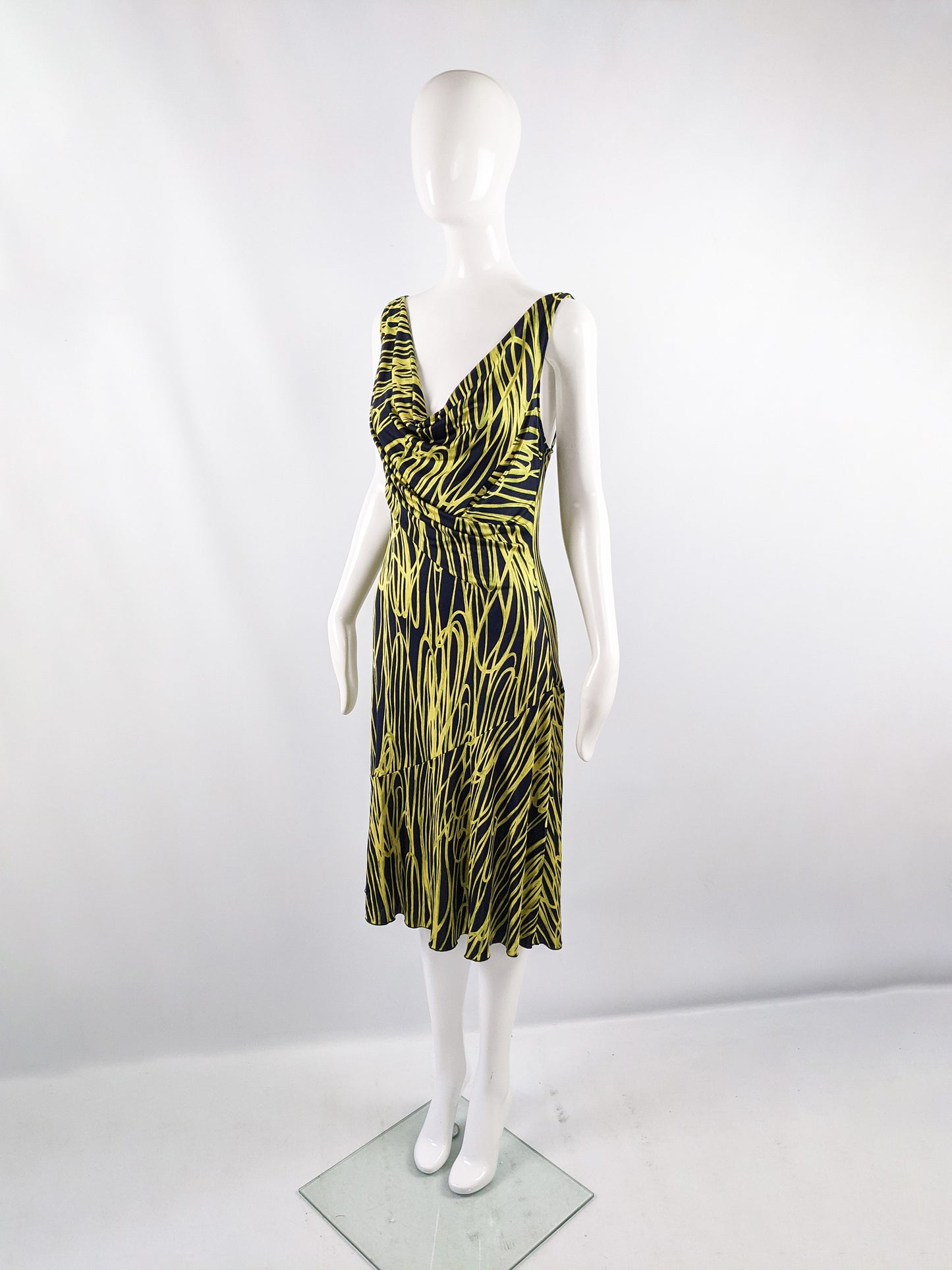 Vintage Silk Jersey Cowl Neck Party Dress, 2000s