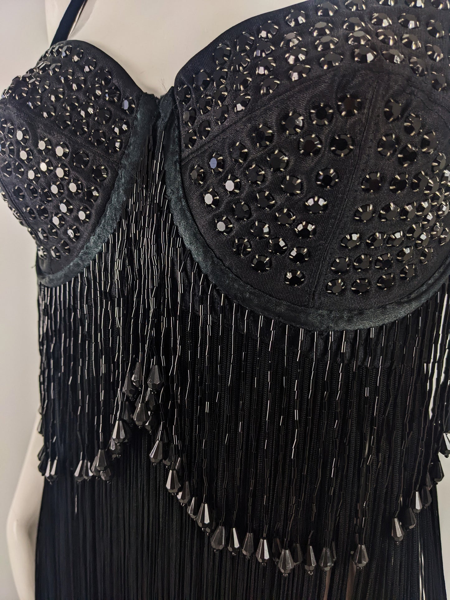 Helen Storey Vintage Fringed Beaded Bustier Top, 1990s