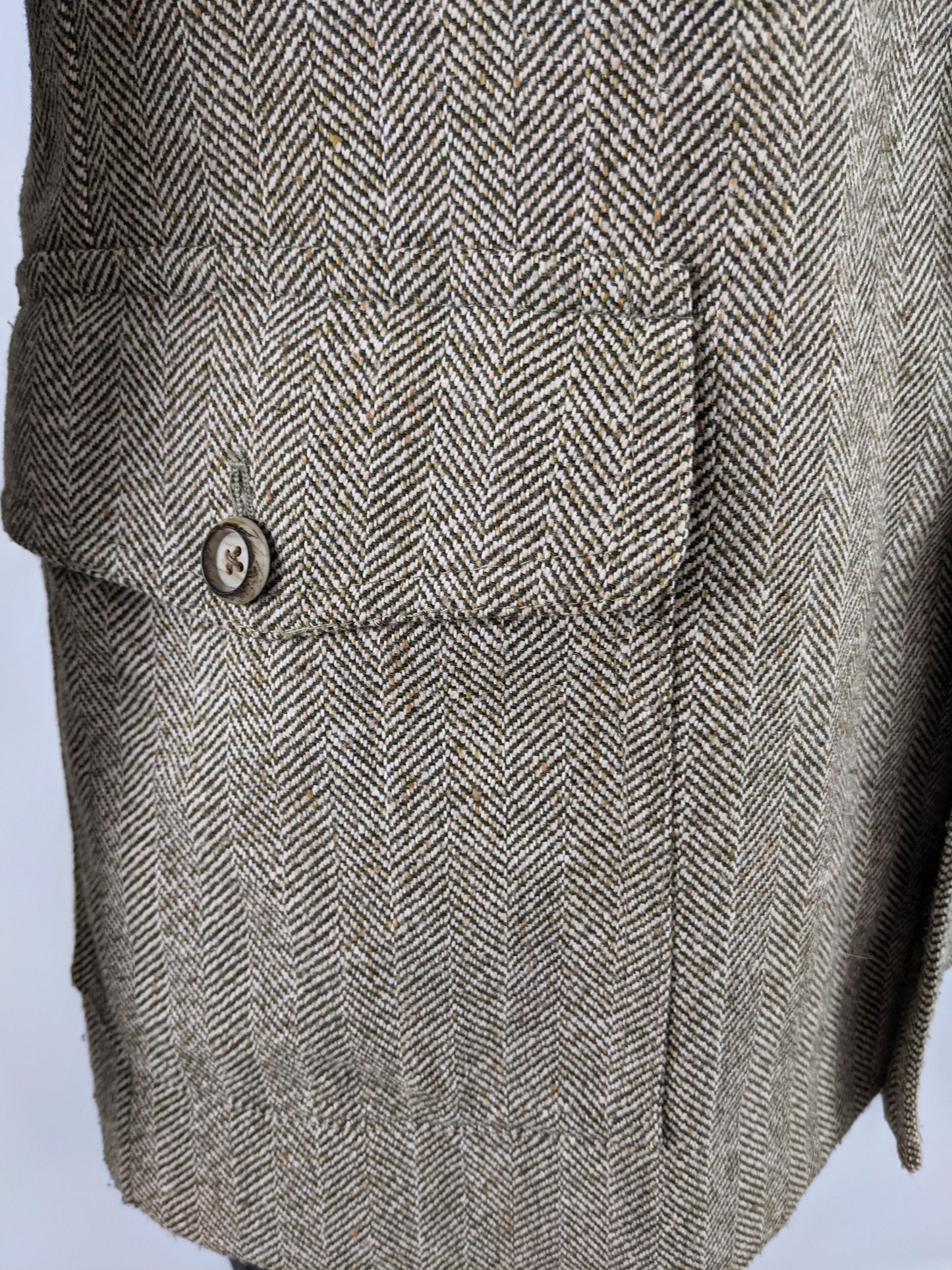 Dhobi Vintage 1970s Mens Wool Herringbone Tweed Jacket