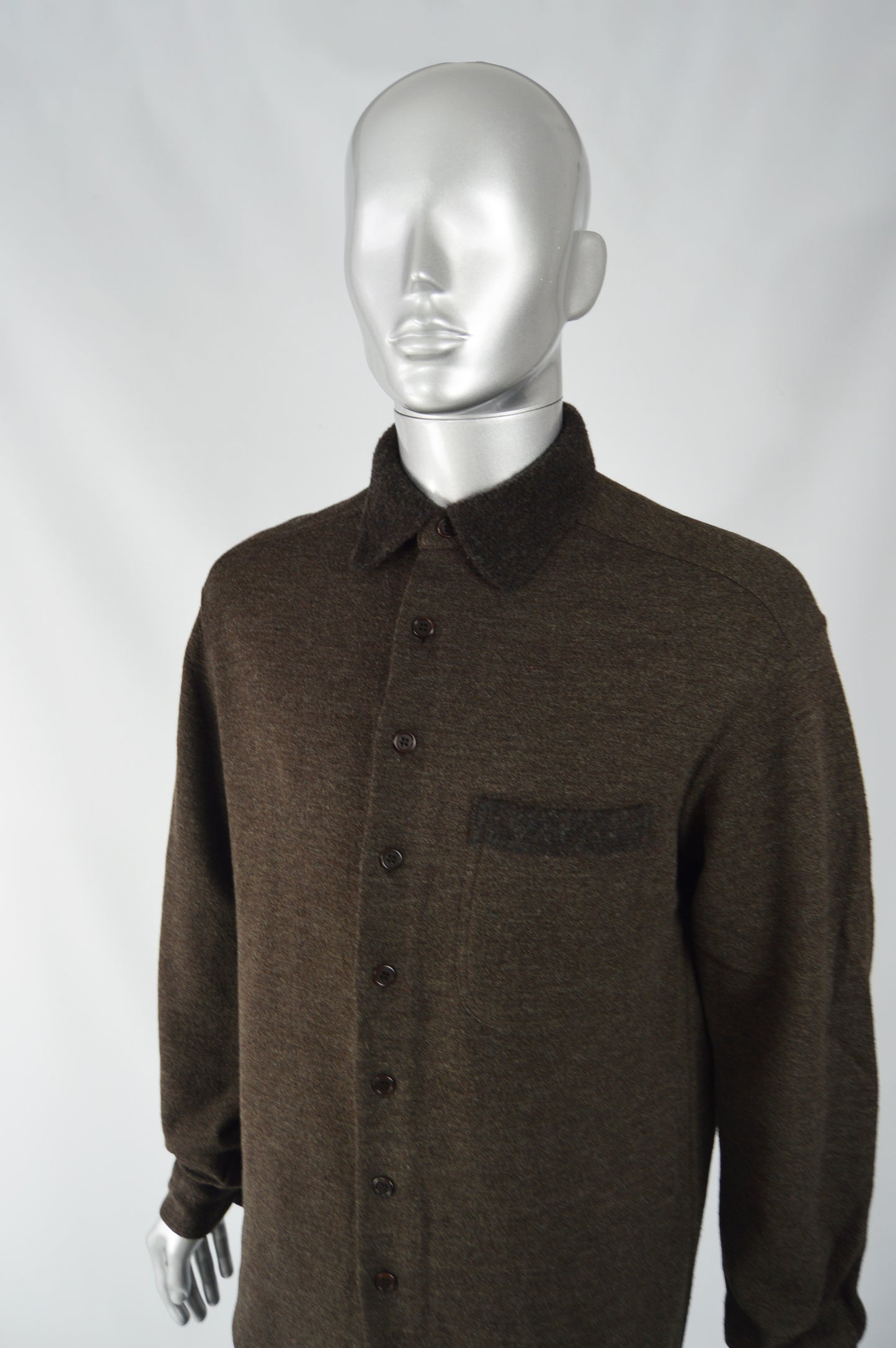Mens Vintage Wool Blend Long Sleeve Overshirt, 1990s
