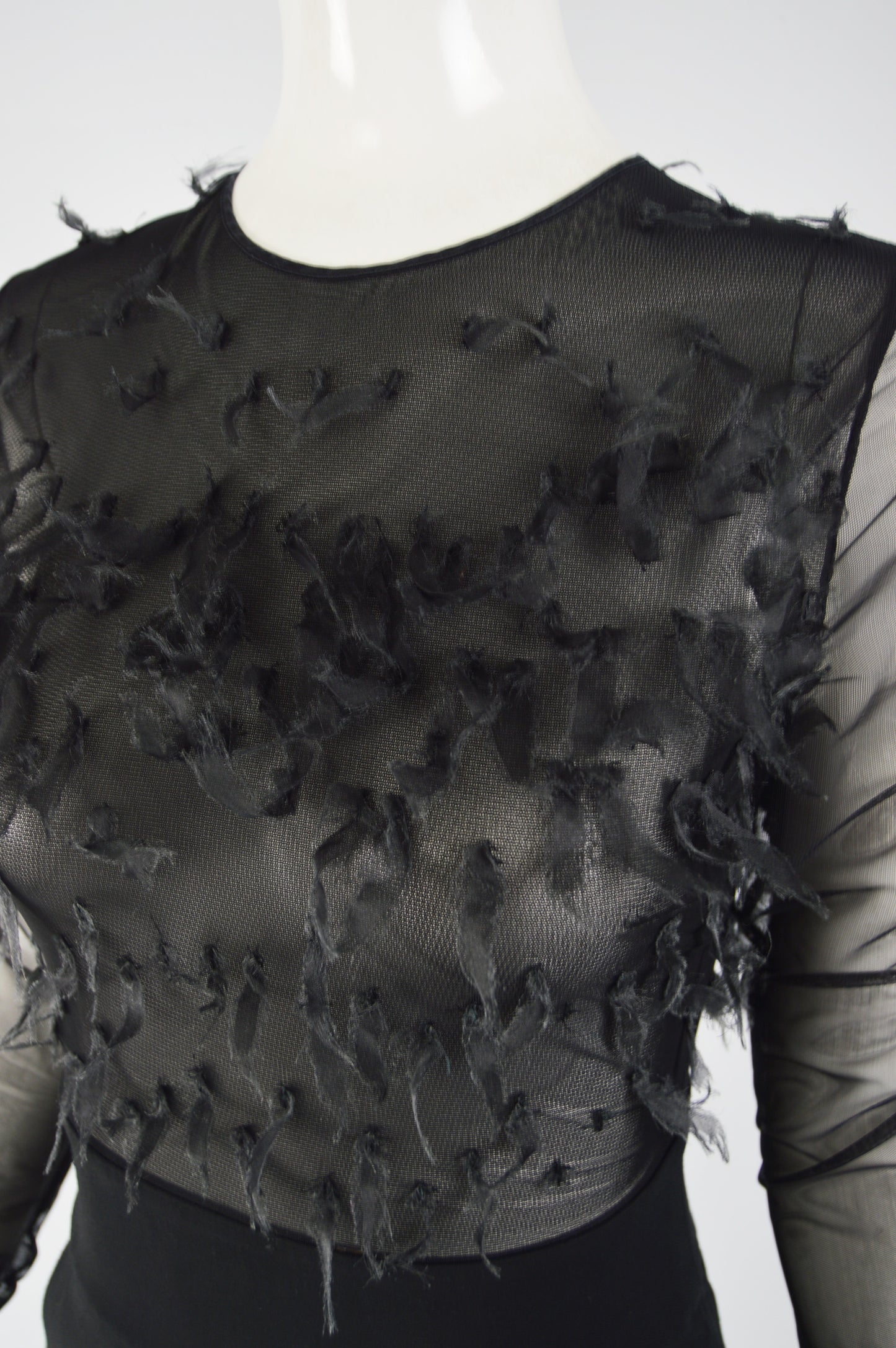 Vintage Womens Sheer Black Organza Dress, 1990s