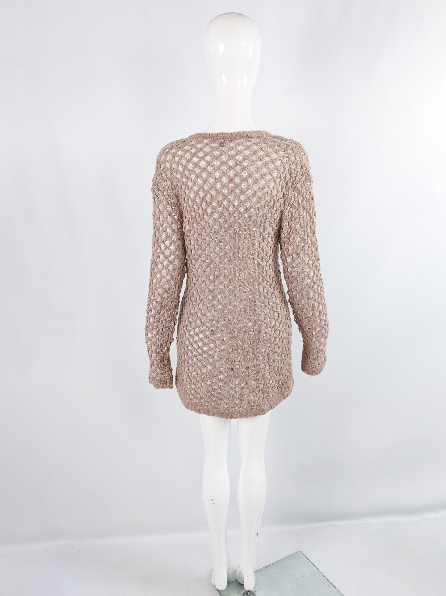 Escada Vintage Pastel Pink y2k Fuzzy Knit Cardigan, 2000s