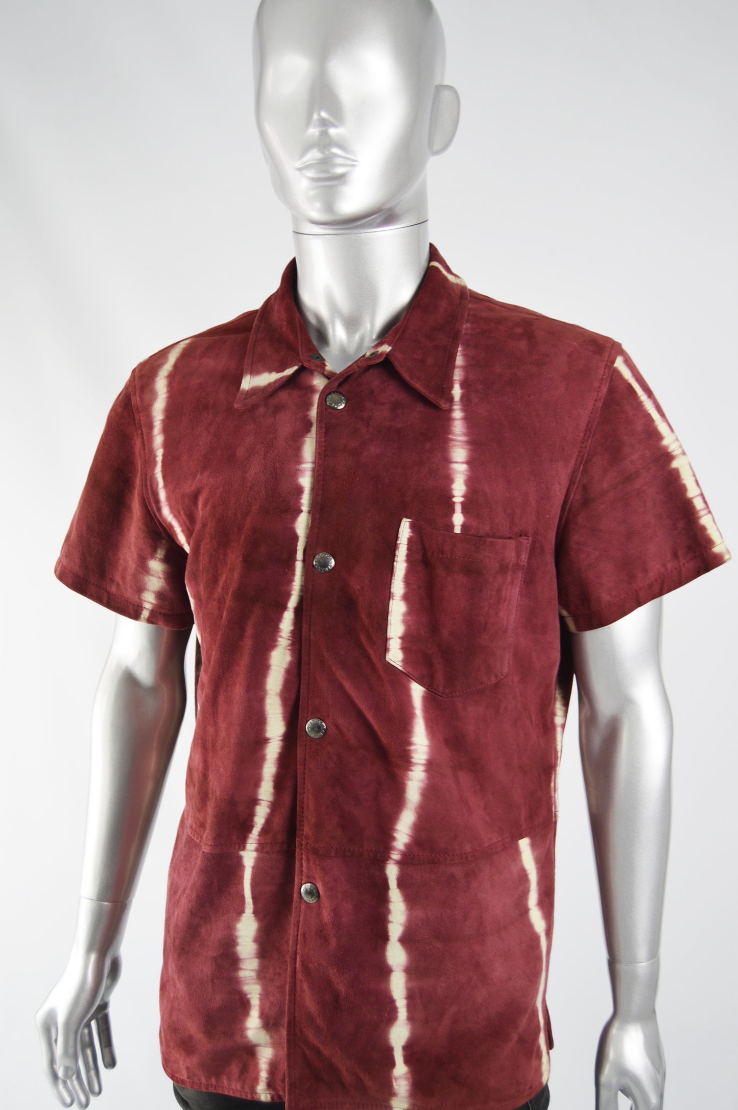 Mens Vintage Dyed Red Suede Shirt, 1990s