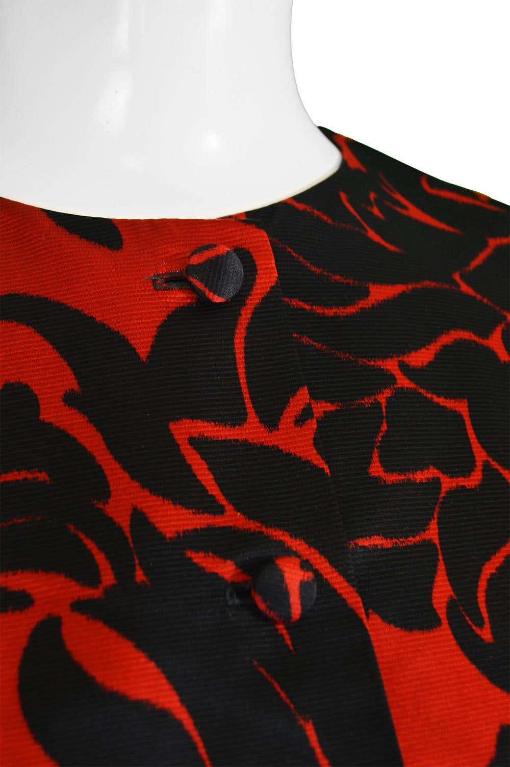 Vicky Tiel Vintage Womens Red & Black Evening Jacket, 1980s