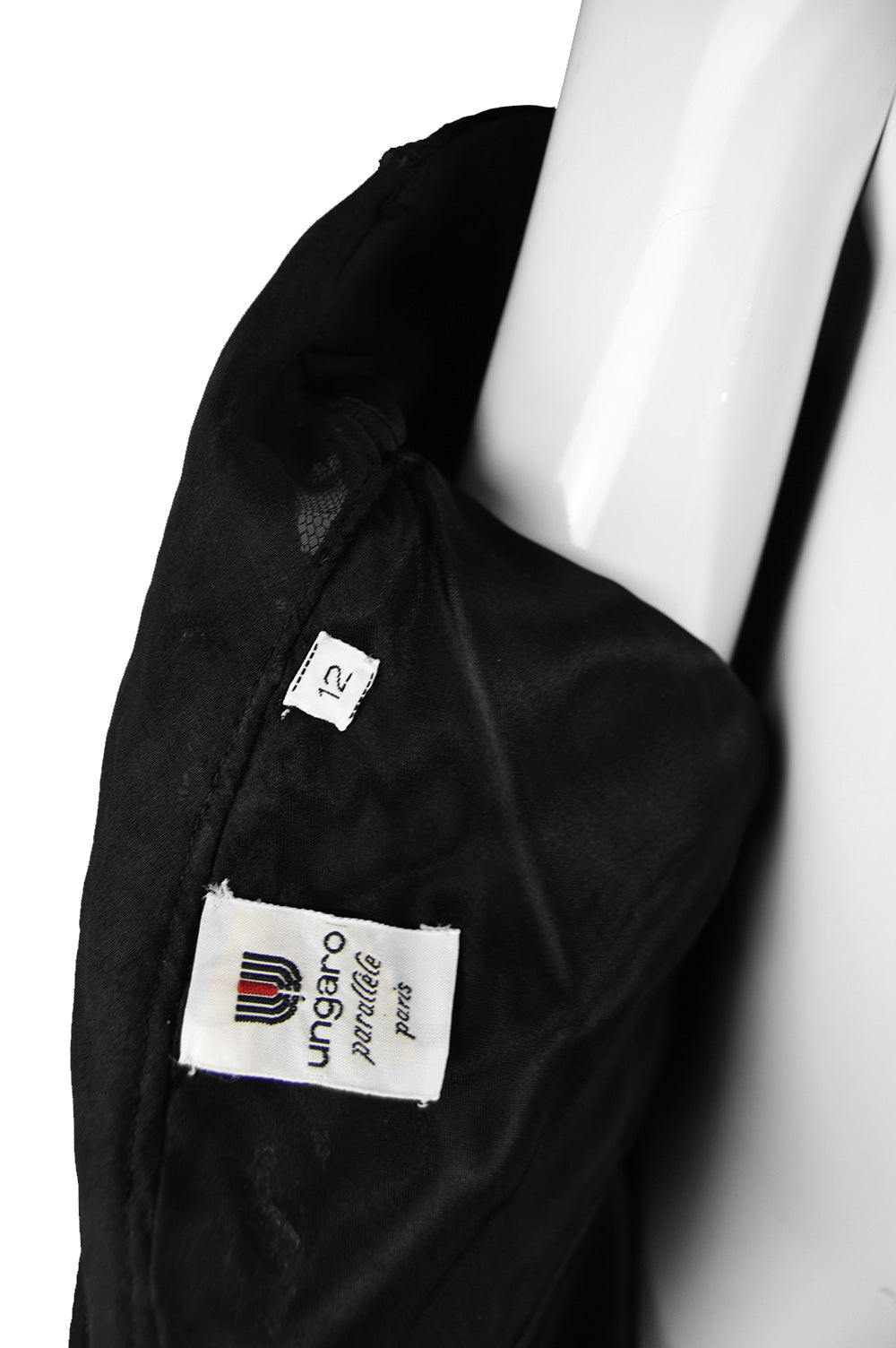 Vintage Draped Black Velvet & Taffeta Dress, 1980s