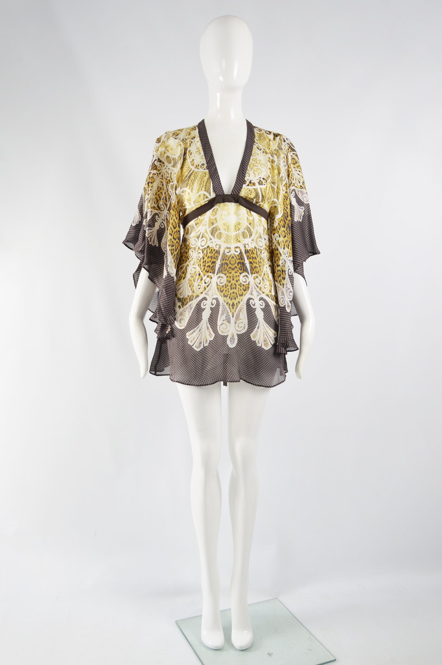 Womens Vintage Kimono Sleeve Silk Top, 2000s