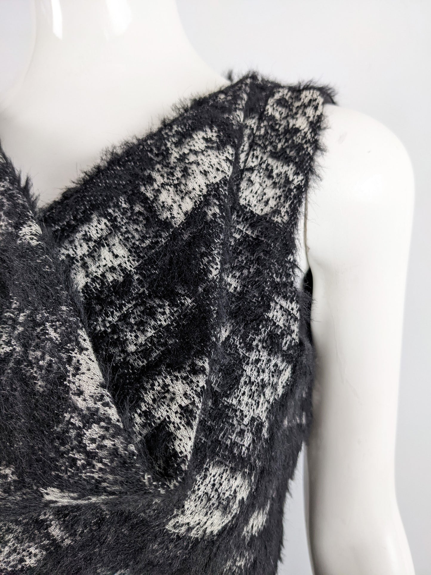 Plein Sud Vintage Black & White Checked Structural Party Dress, 1990s