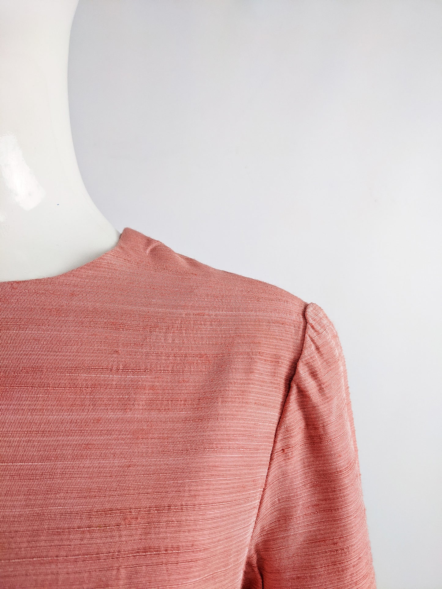 Vintage 1960s Raw Silk Peach Maxi Dress