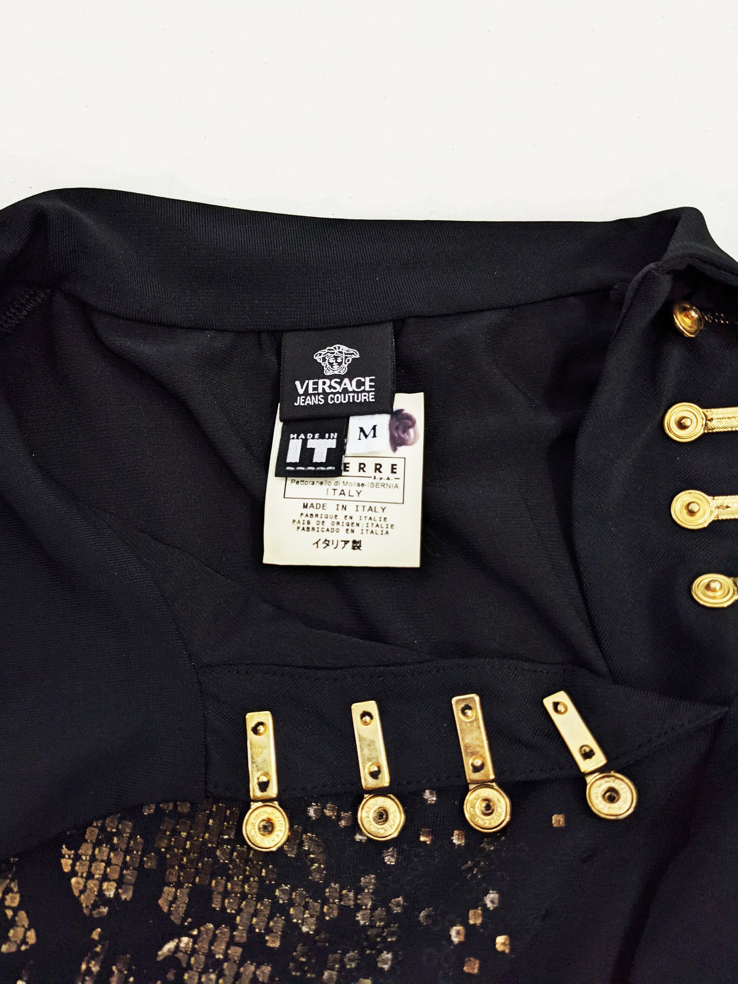 Versace Vintage Black & Gold 'Diva' Shirt, 2000s