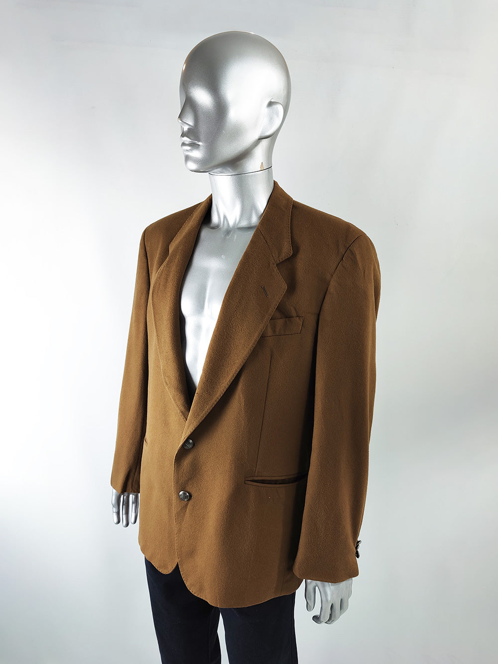 Gianfranco Ferré Vintage Mens Brown Wool & Cashmere Blazer, 1990s