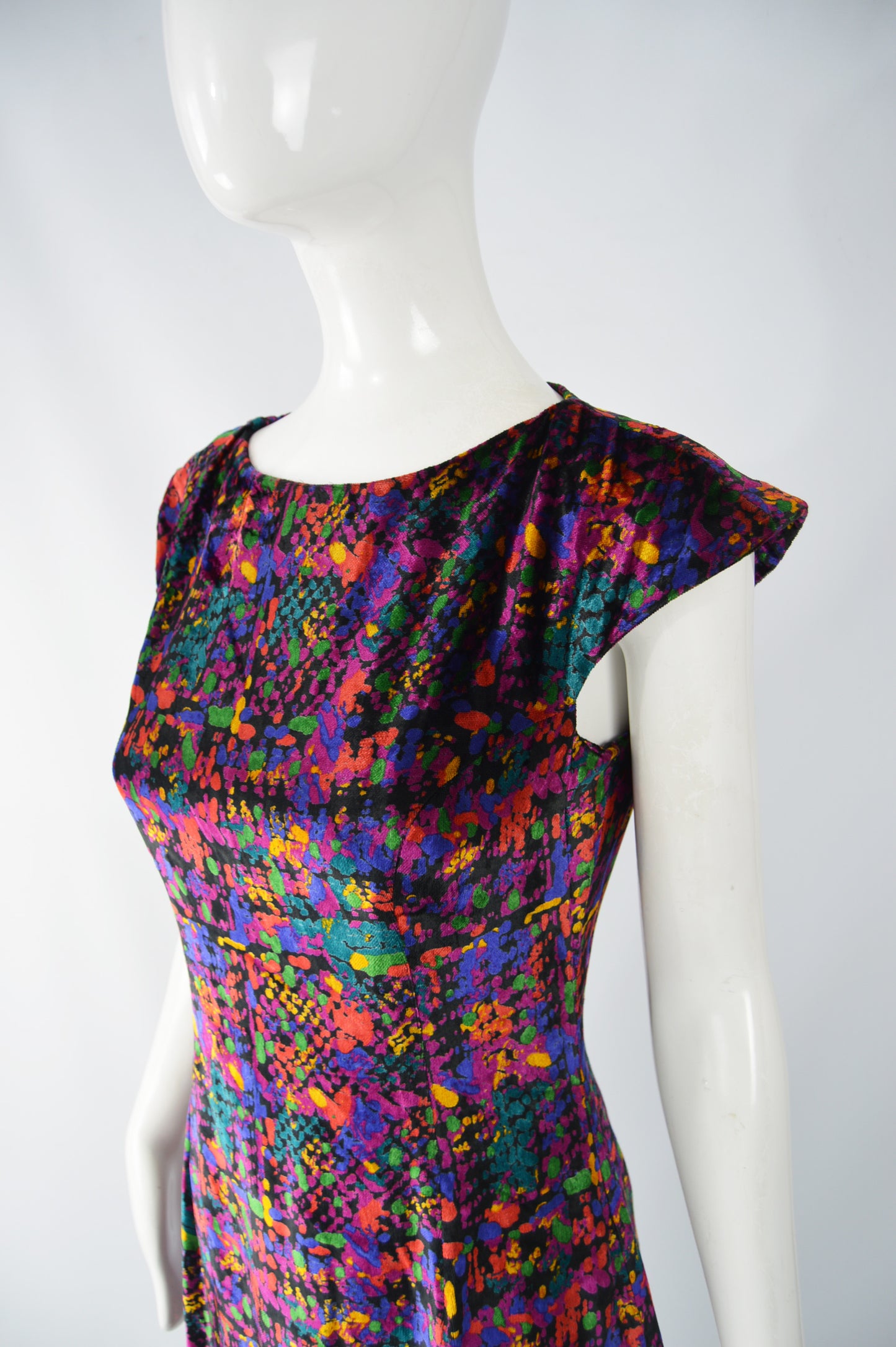 Vintage Patterned Velvet Dress, 1990s
