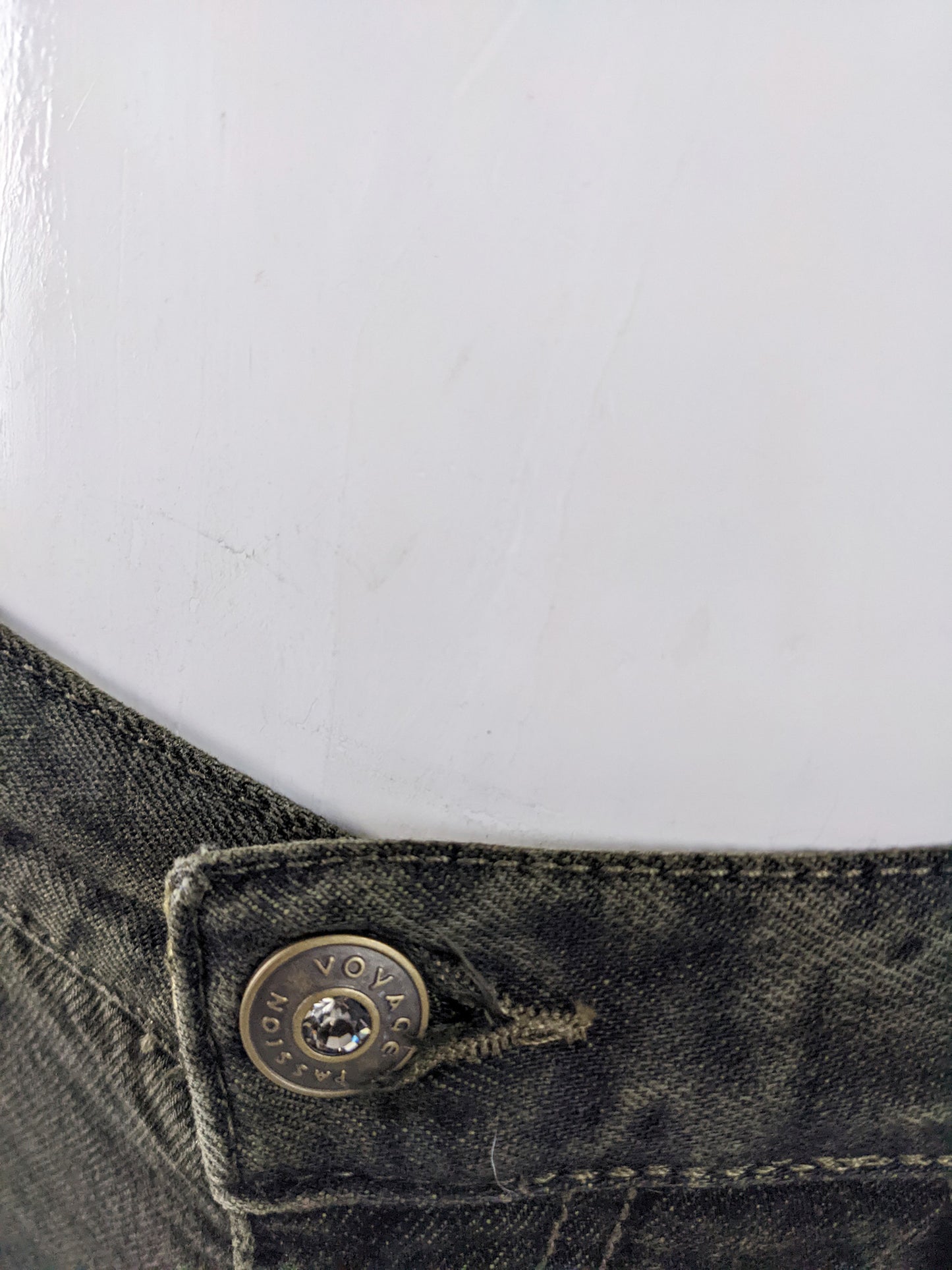 Voyage Passion Vintage Womens y2k Woven Ribbon Jeans, 2000s