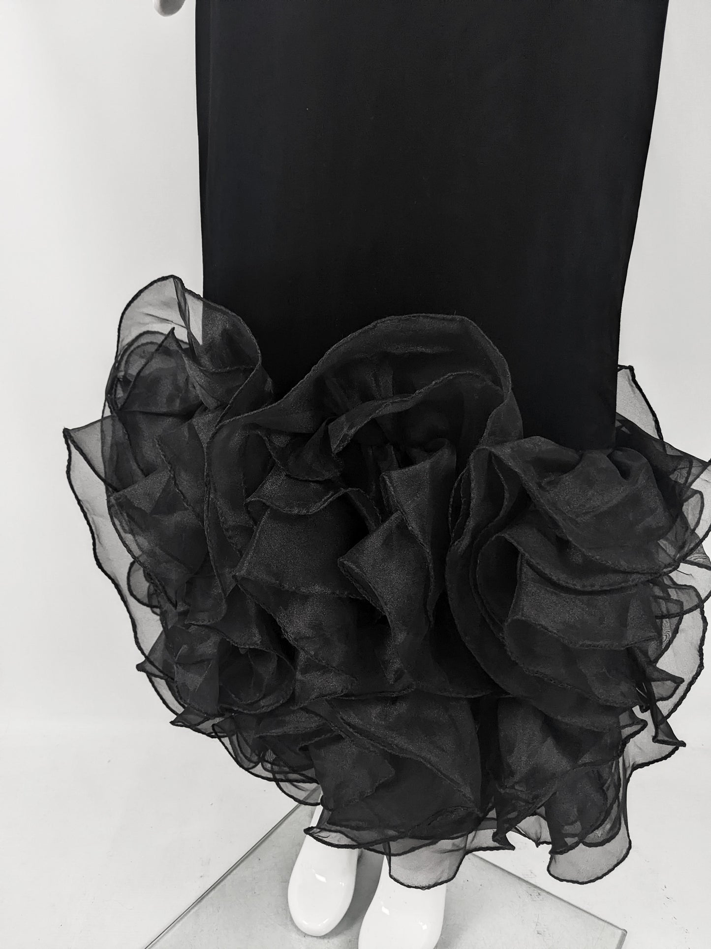 Scarvin Vintage Flamboyant Ruffled Organza & Velour Evening Dress, 1980s
