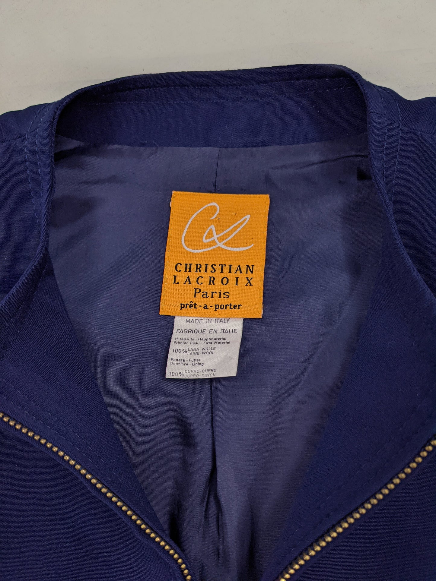 Christian Lacroix Vintage Womens Blue Wool Hourglass Jacket, 1980s
