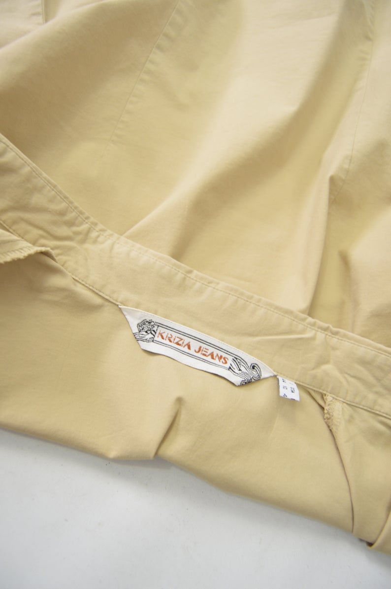 Womens Floral Embroidered Khaki Shirt, 1990s