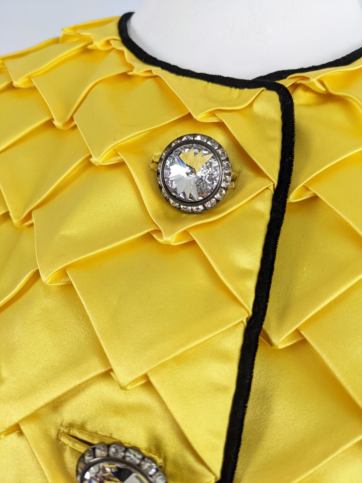 Murray Arbeid Vintage Black Velvet & Yellow Satin Cocktail Dress, 1980s