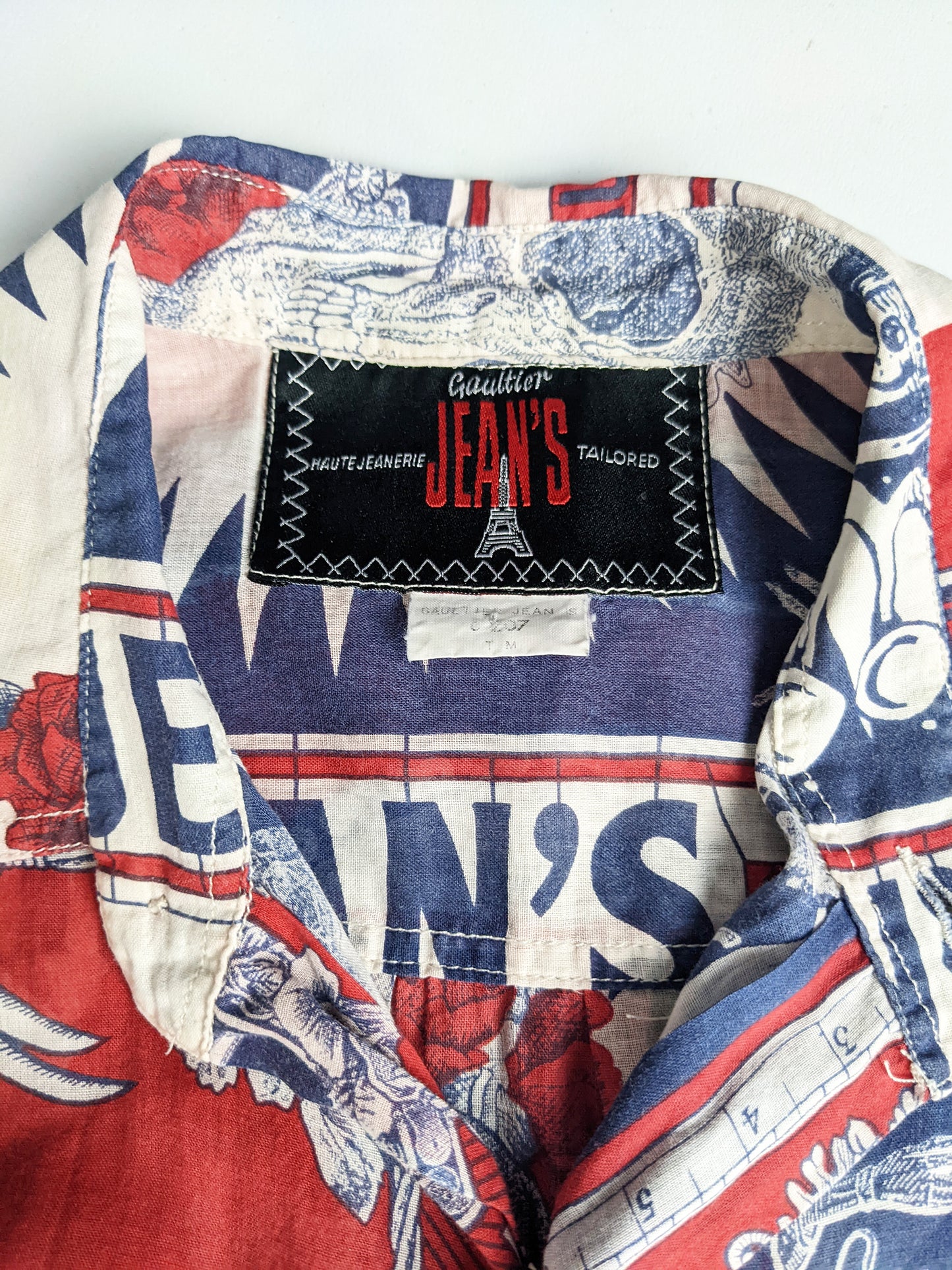 Jean Paul Gaultier Vintage Mens Blue & Red Cotton Shirt, 1990s