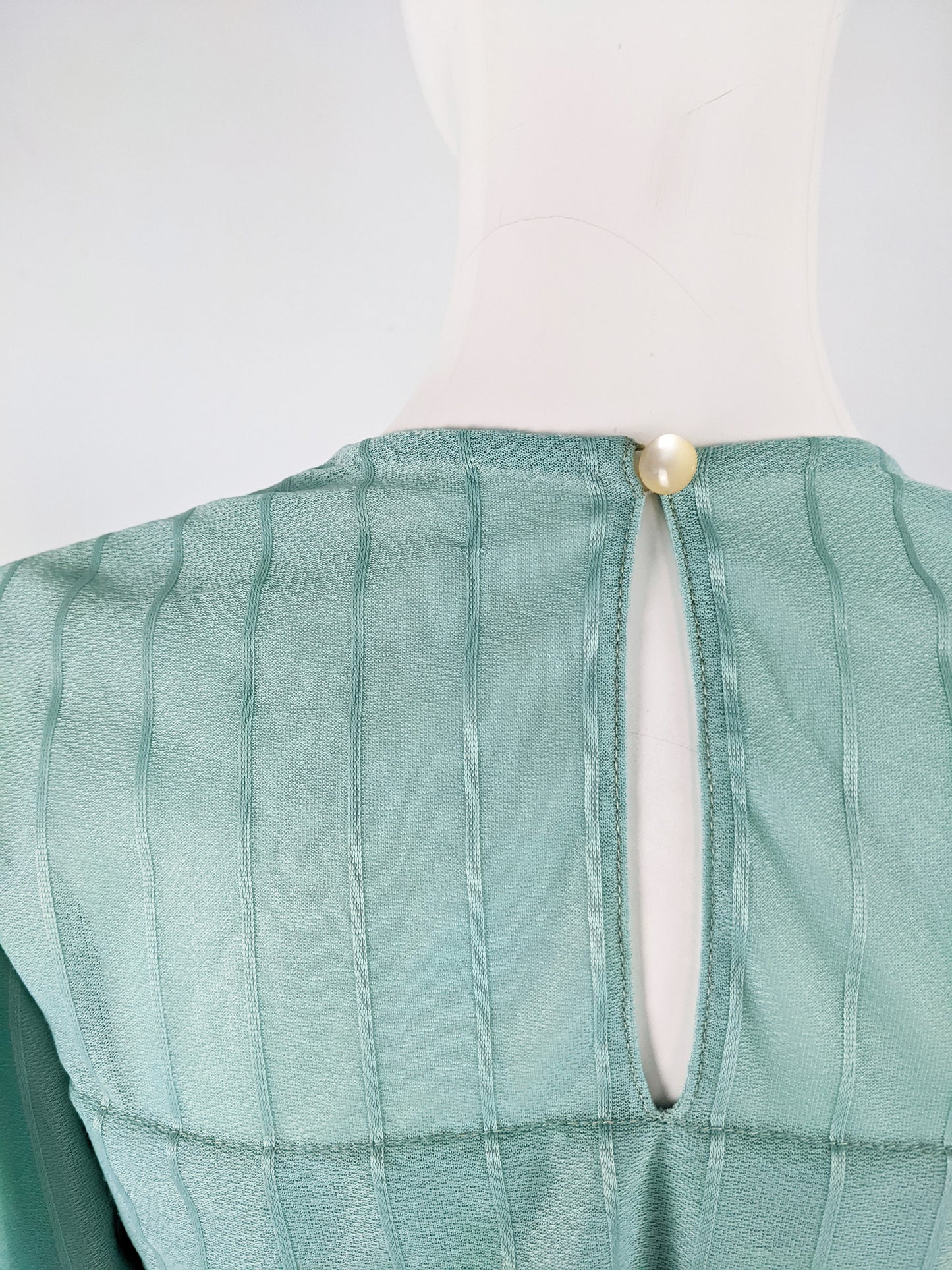 Vintage Mint Tiered Puff Sleeve Dress, 1970s
