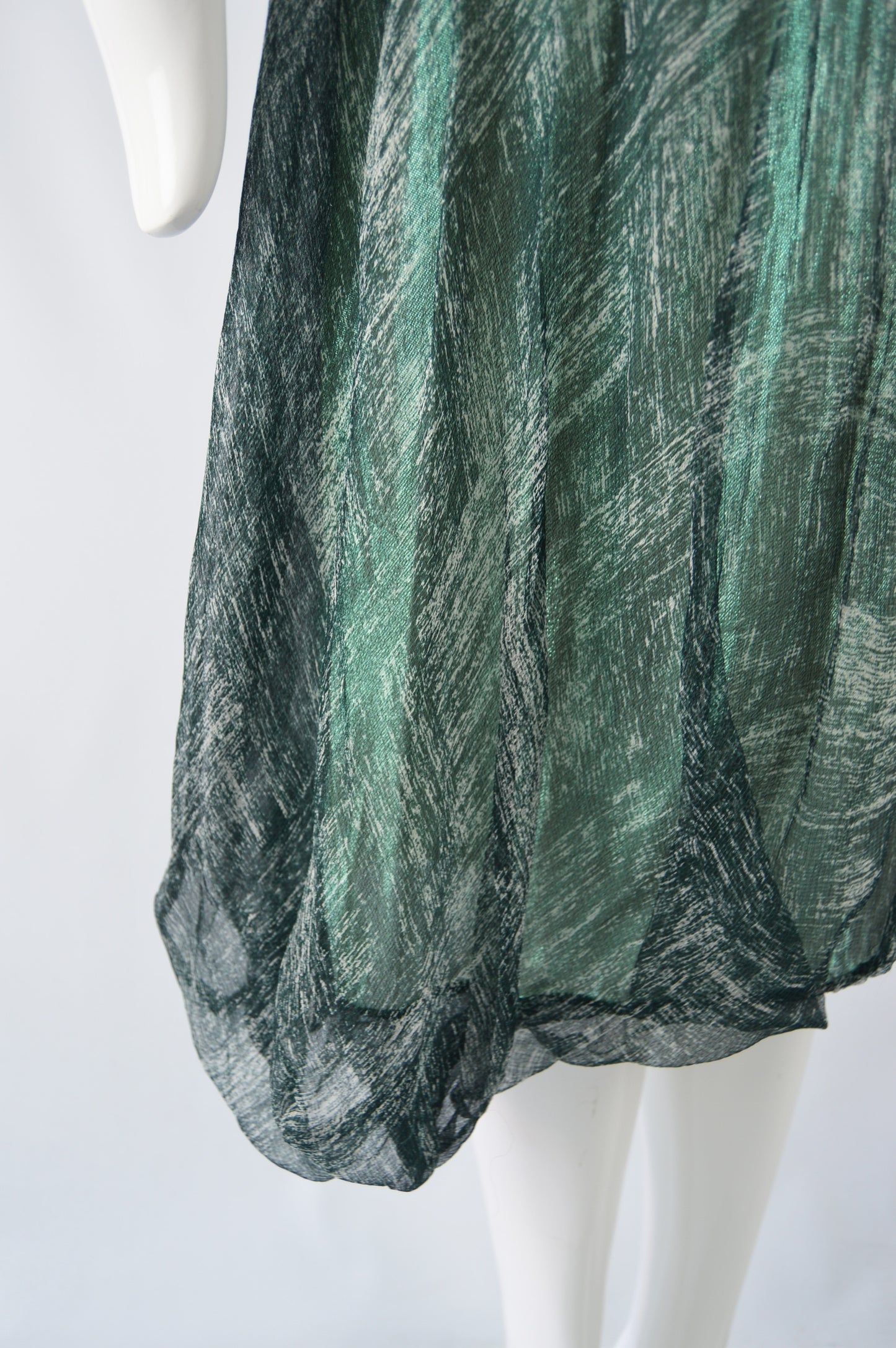 Vintage Metallic Green Bubble Hem Evening Dress, A/W 2004