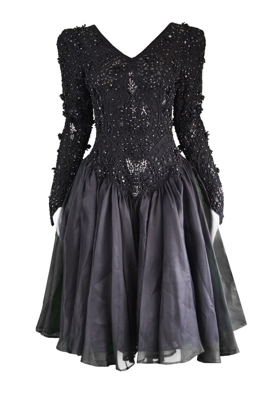 Vintage Haute Couture Beaded Party Dress, 1980s