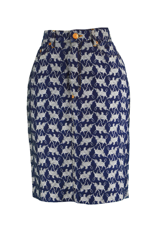 Jean Paul Gaultier Vintage Unicorn Pattern Denim Skirt, 1990s