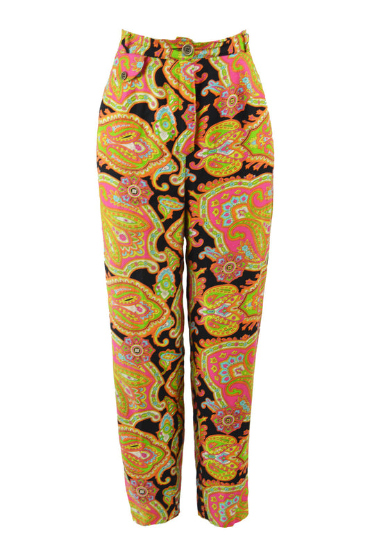 Women's Vintage Multicoloured Paisley Pants, 1990s