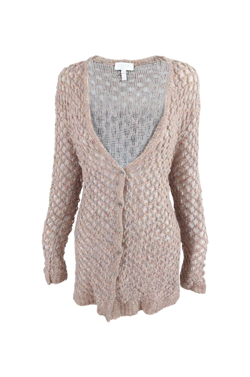 Escada Vintage Pastel Pink y2k Fuzzy Knit Cardigan, 2000s