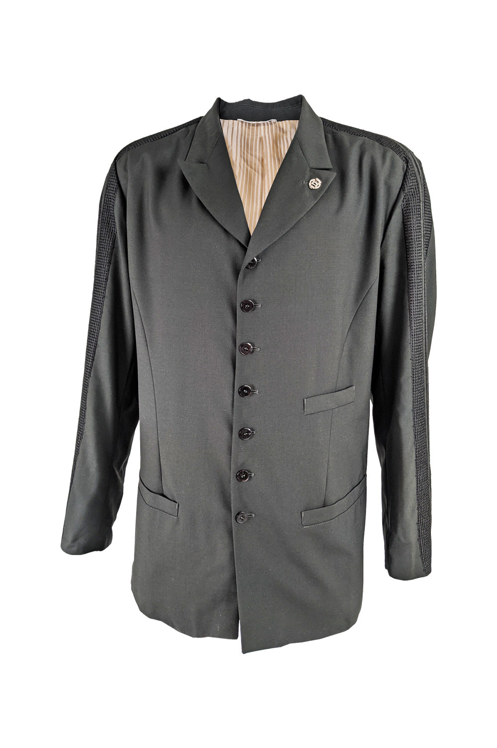 Mens Dark Green Embroidered Mesh Sleeve Blazer 1990s
