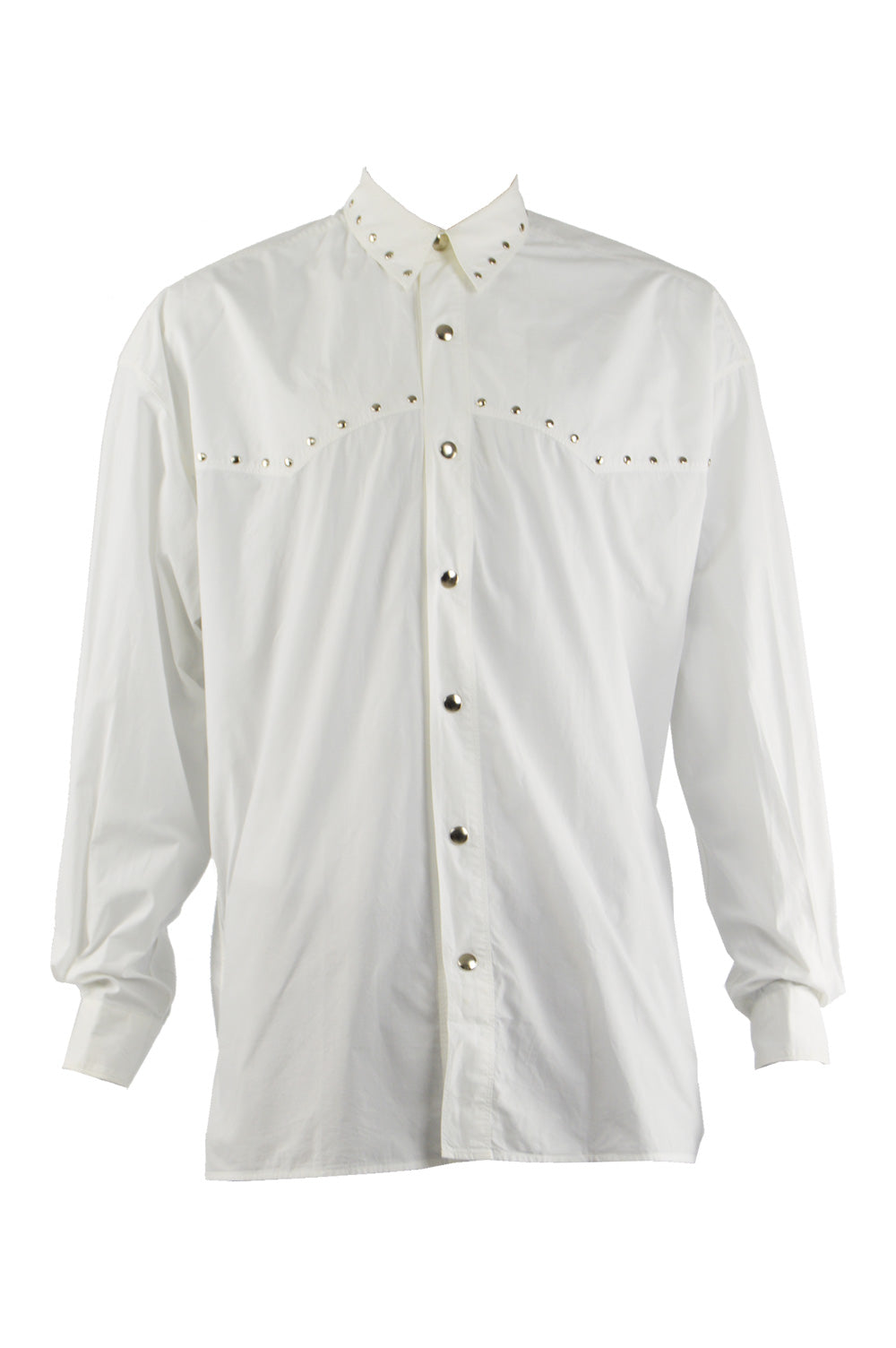 Mens Vintage White Studded Western Style Shirt, 1980s