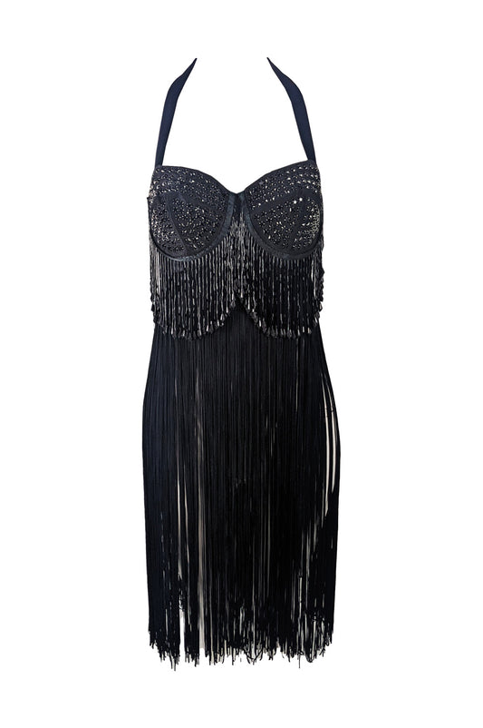 Helen Storey Vintage Fringed Beaded Bustier Top, 1990s