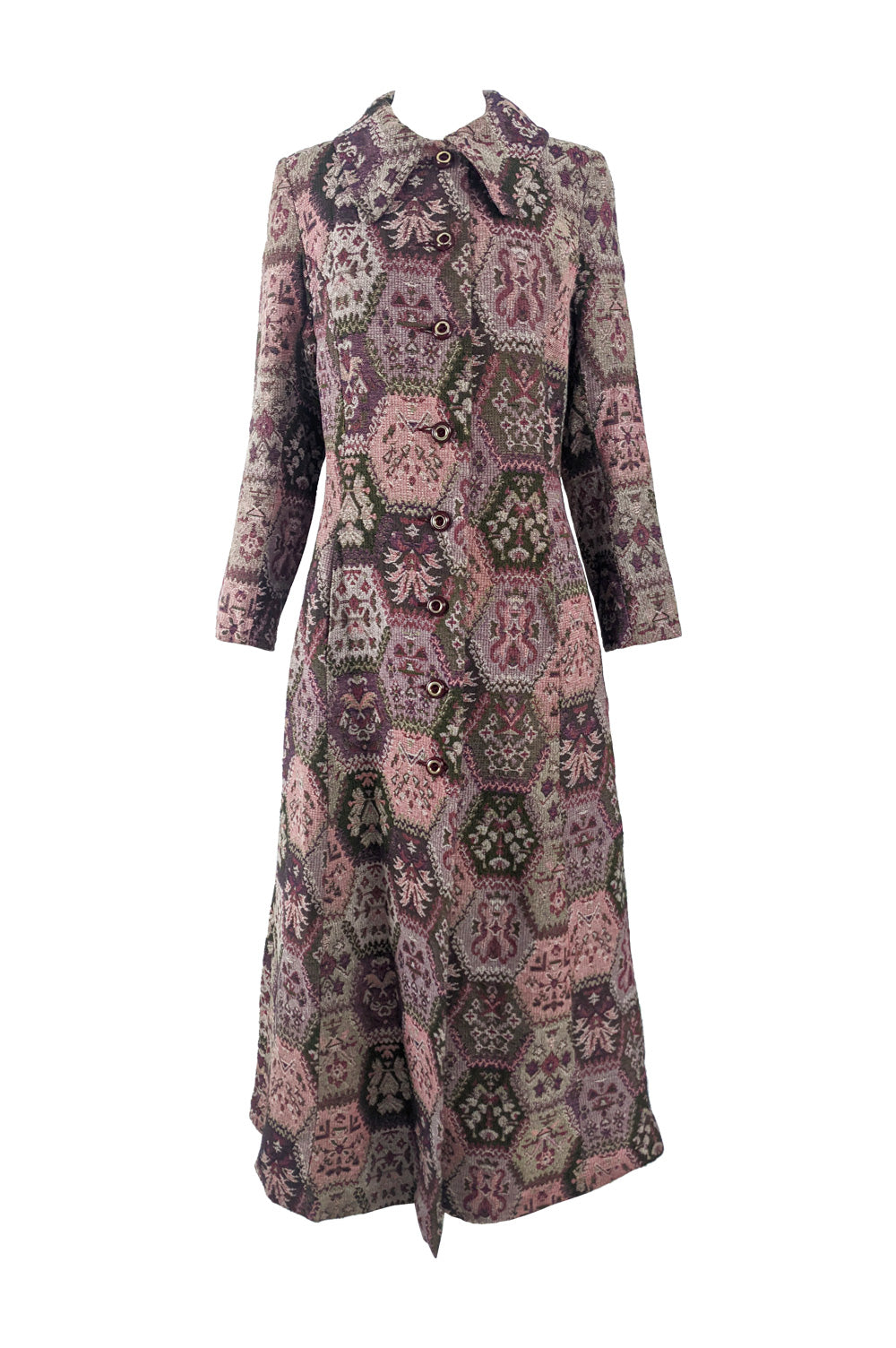 Vintage Womens Tapestry Carpet Maxi Coat, 1970s