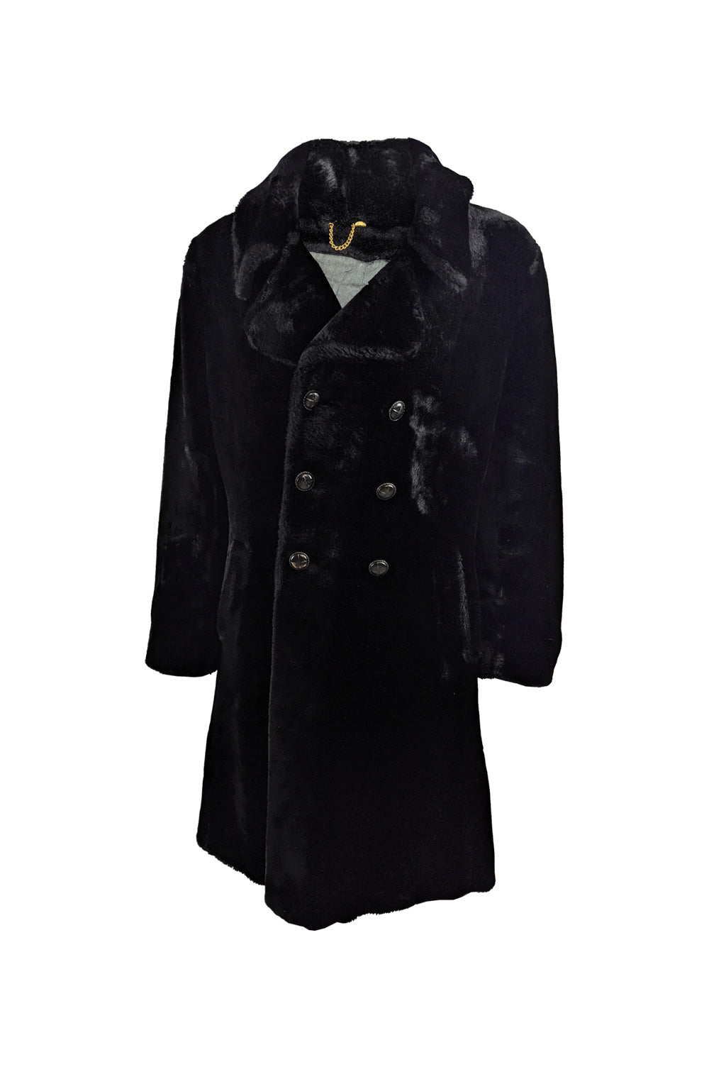 Black fur peacoat hot sale