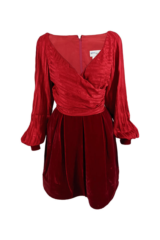 Bruce Oldfield Vintage Red Velvet Skirt Evening Dress, 1980s